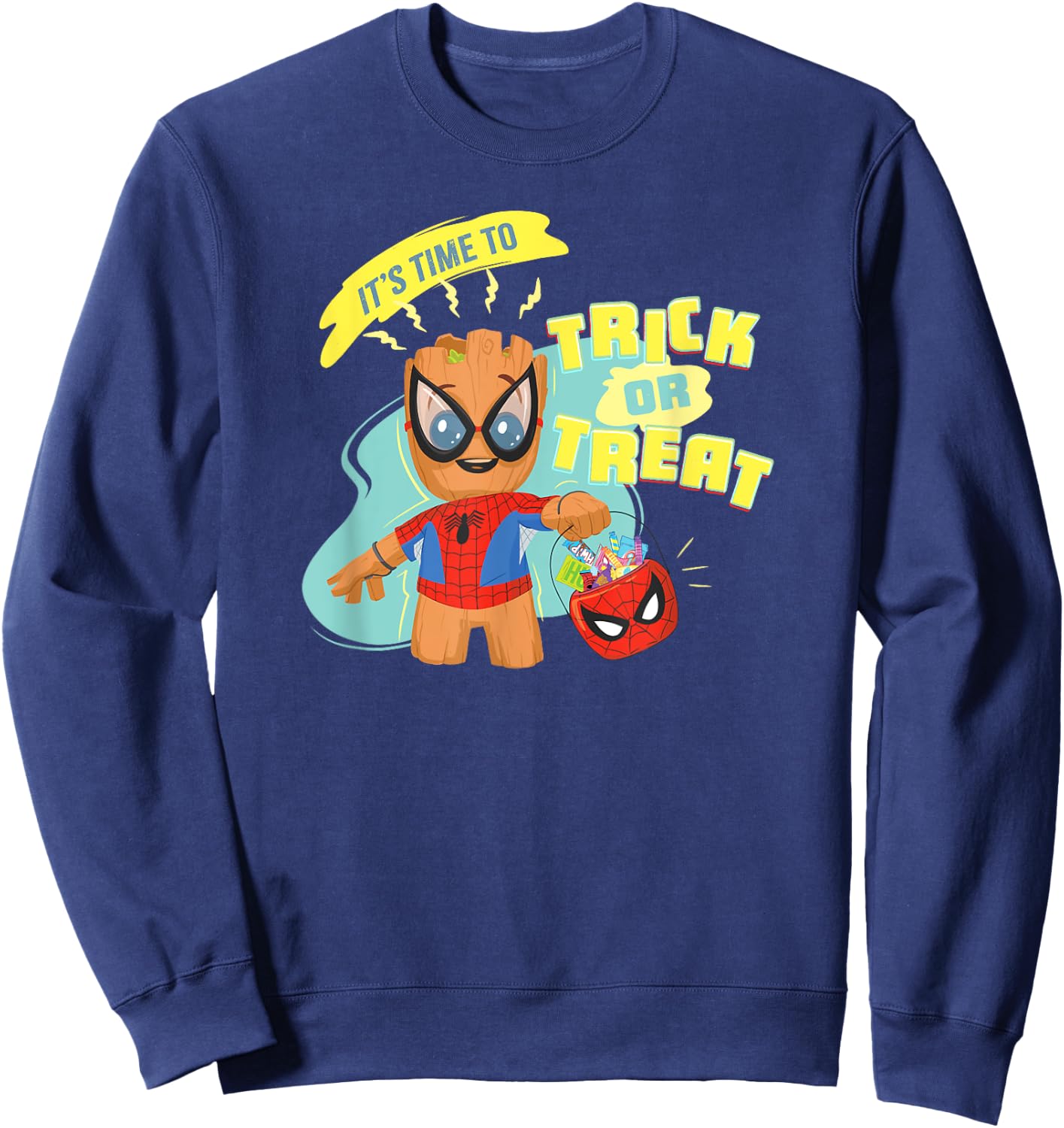 Marvel Groot in Spider-Man Costume Trick or Treat Halloween Sweatshirt - Sweatshirt | Navy