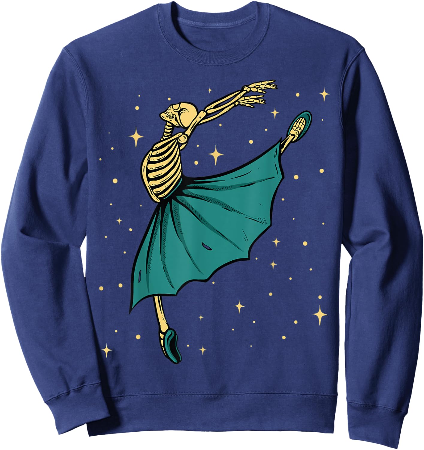 Beautiful Dancing skeleton woman Ballet dance Halloween 2021 Sweatshirt - Sweatshirt | Navy