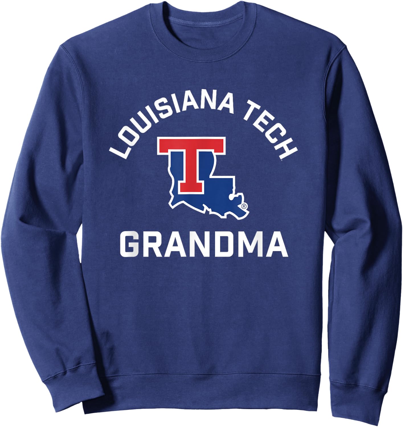 Campus Lab Louisiana Tech Bulldogs Arched Grandma - Blue, X-Small - Short Sleeve - - Classic Fit - Officially Licensed - Louisiana Tech University Fans, Students, and Alumni Sweatshirt - Sweatshirt | Navy