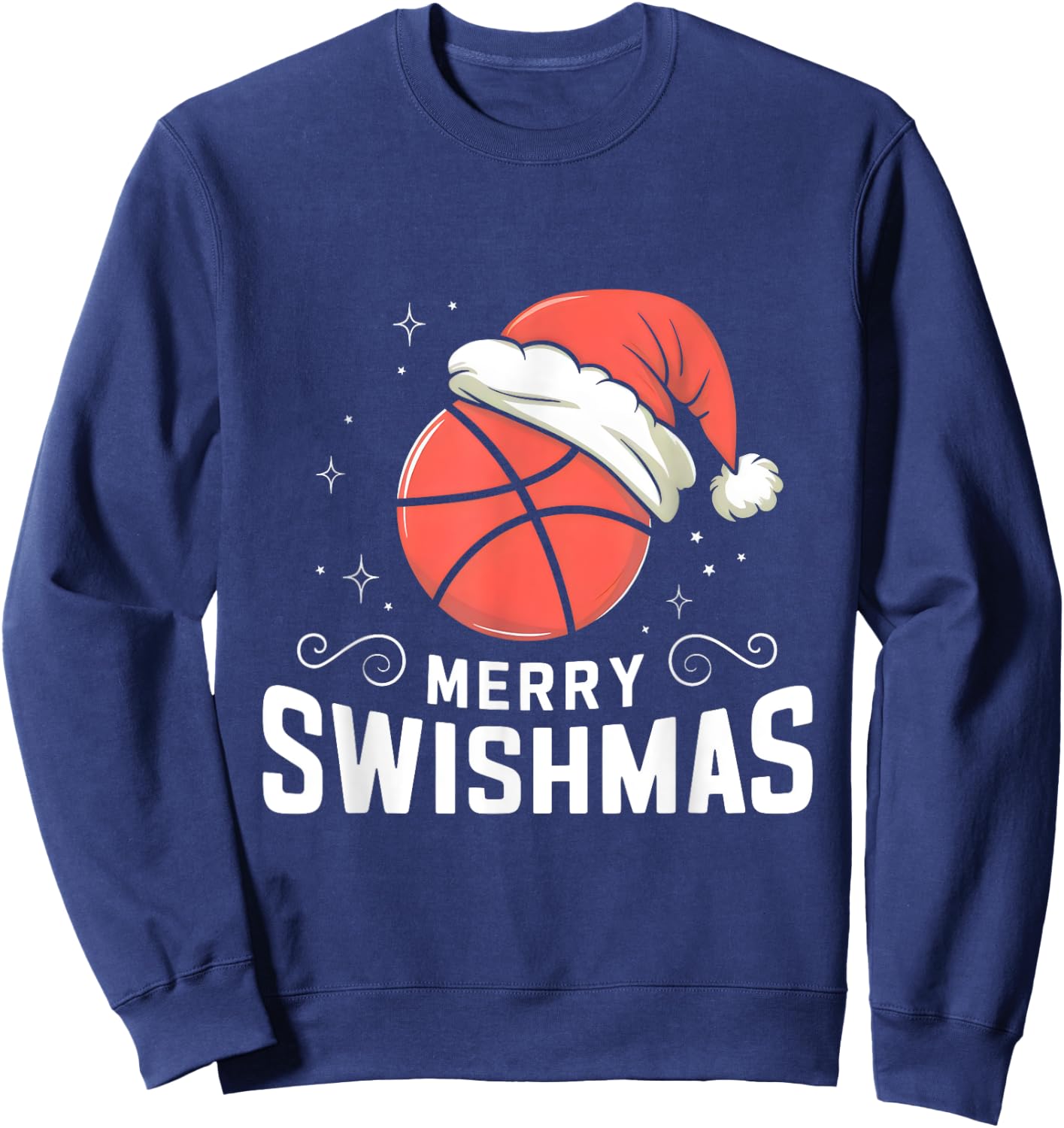 Funny Merry Swishmas Ugly Christmas Basketball Player Xmas Sweatshirt - Sweatshirt | Navy