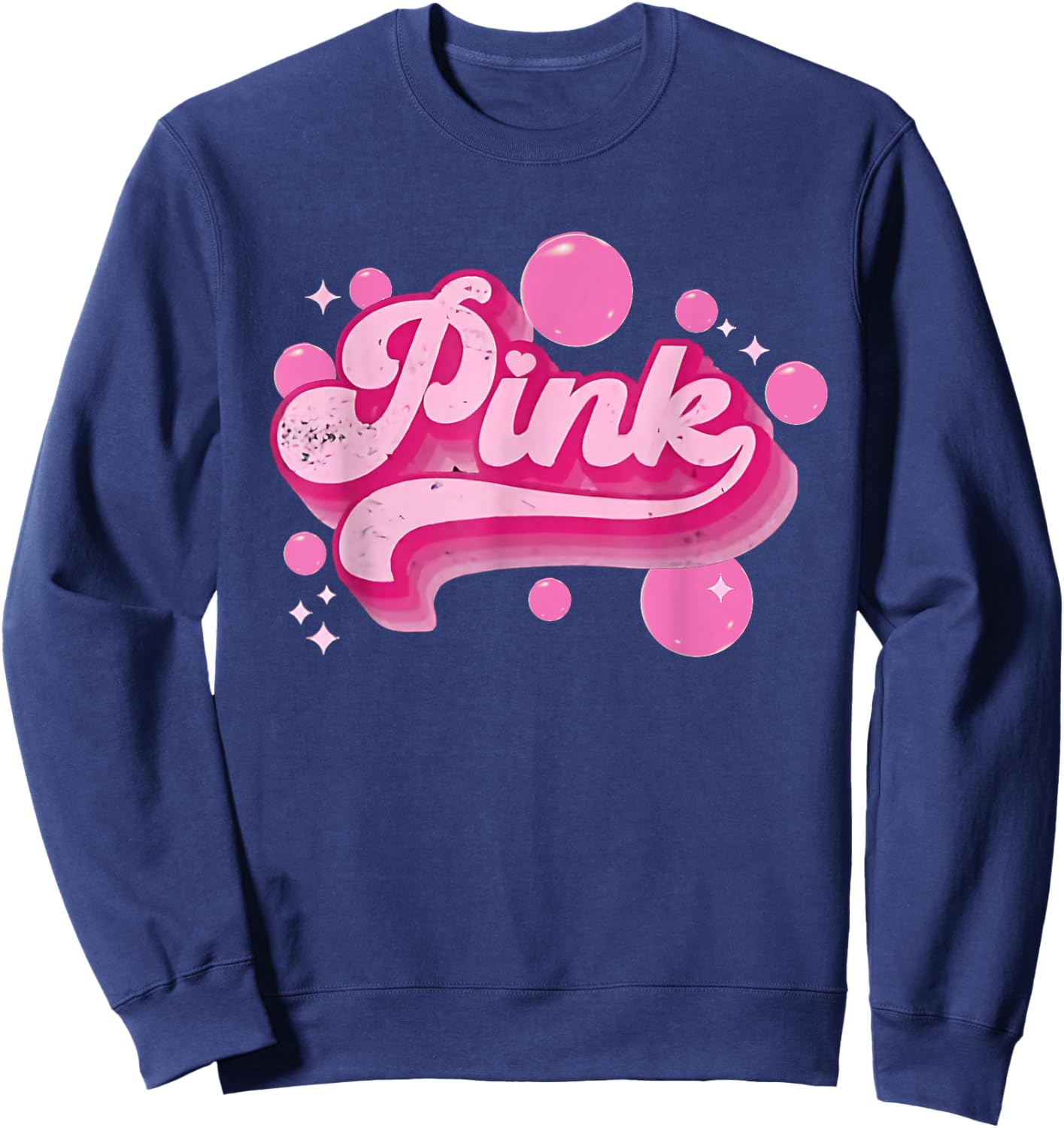 Retro Pink Personalized Name Pink Women Kids Meme Sweatshirt - Sweatshirt | Navy