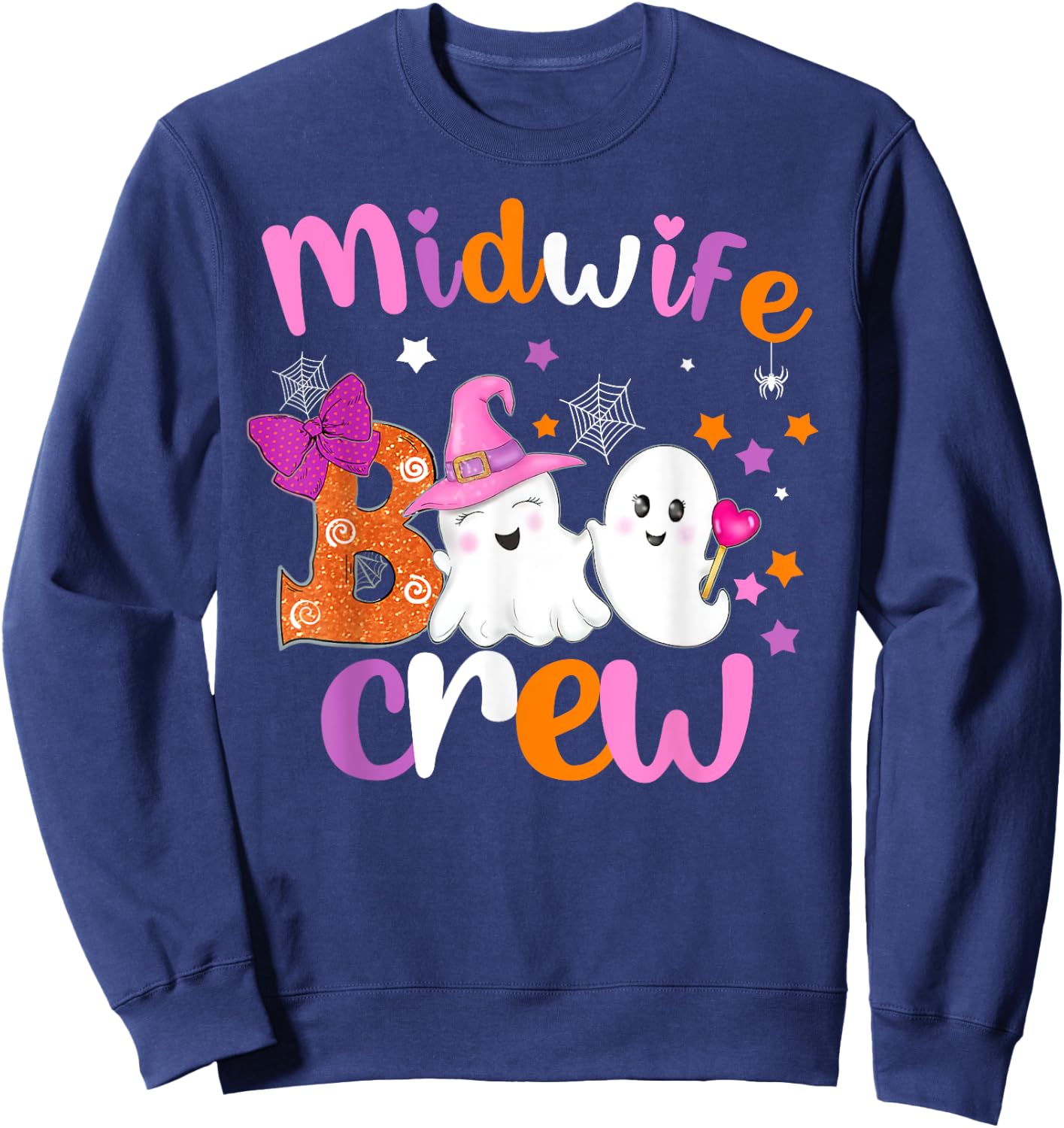 Midwife Boo Crew Halloween matching shirts for Midwife Sweatshirt - Sweatshirt | Navy