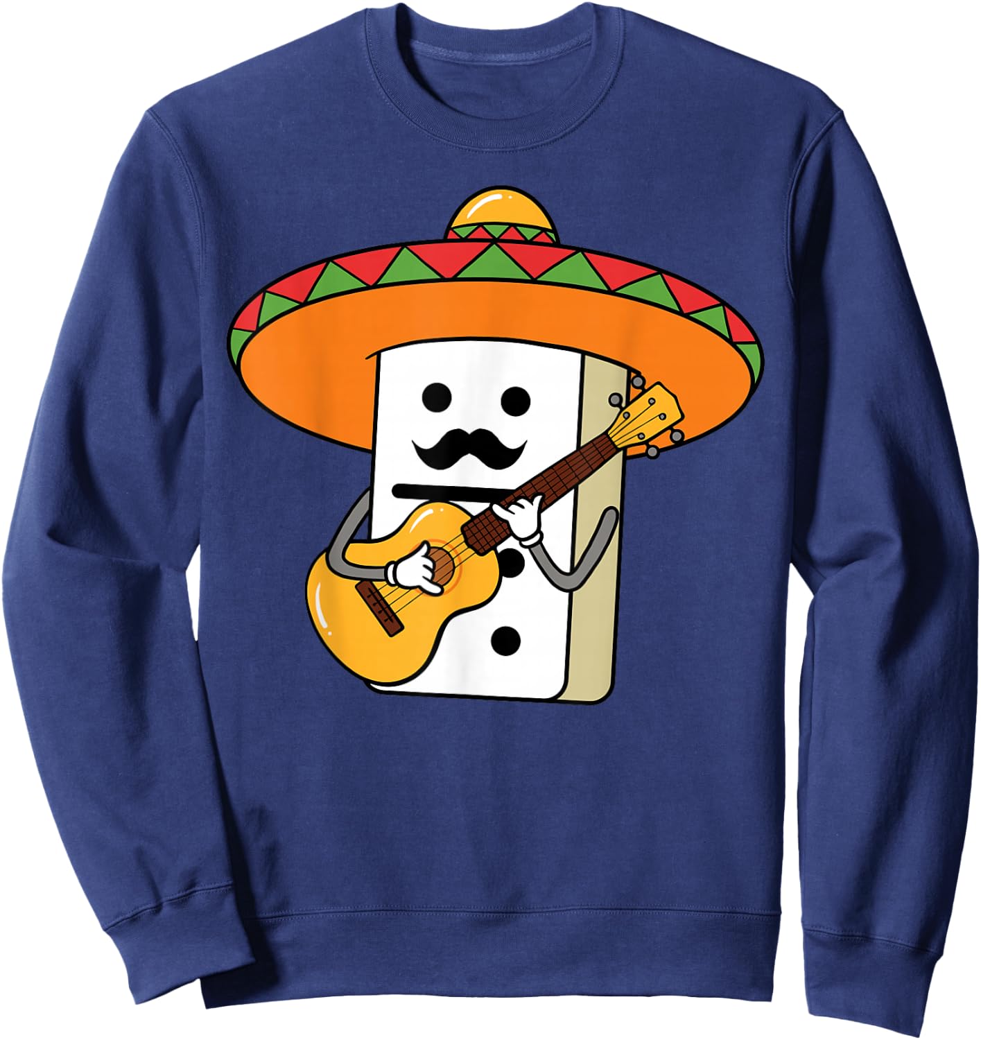 Mexican Train Domino Playing Guitar With Sombrero Sweatshirt - Sweatshirt | Navy