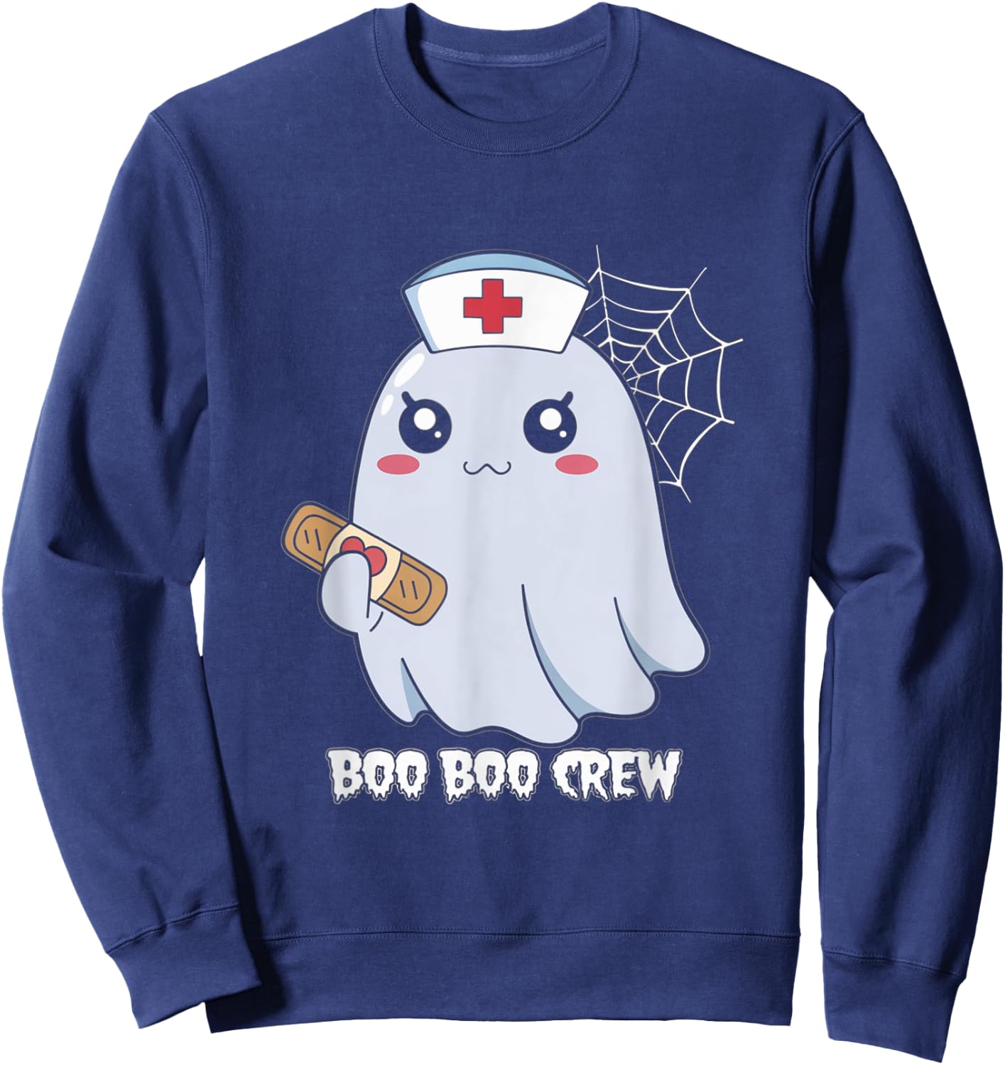 Funny Boo Boo Crew Ghost Nurse Paramedic Halloween Party Sweatshirt - Sweatshirt | Navy