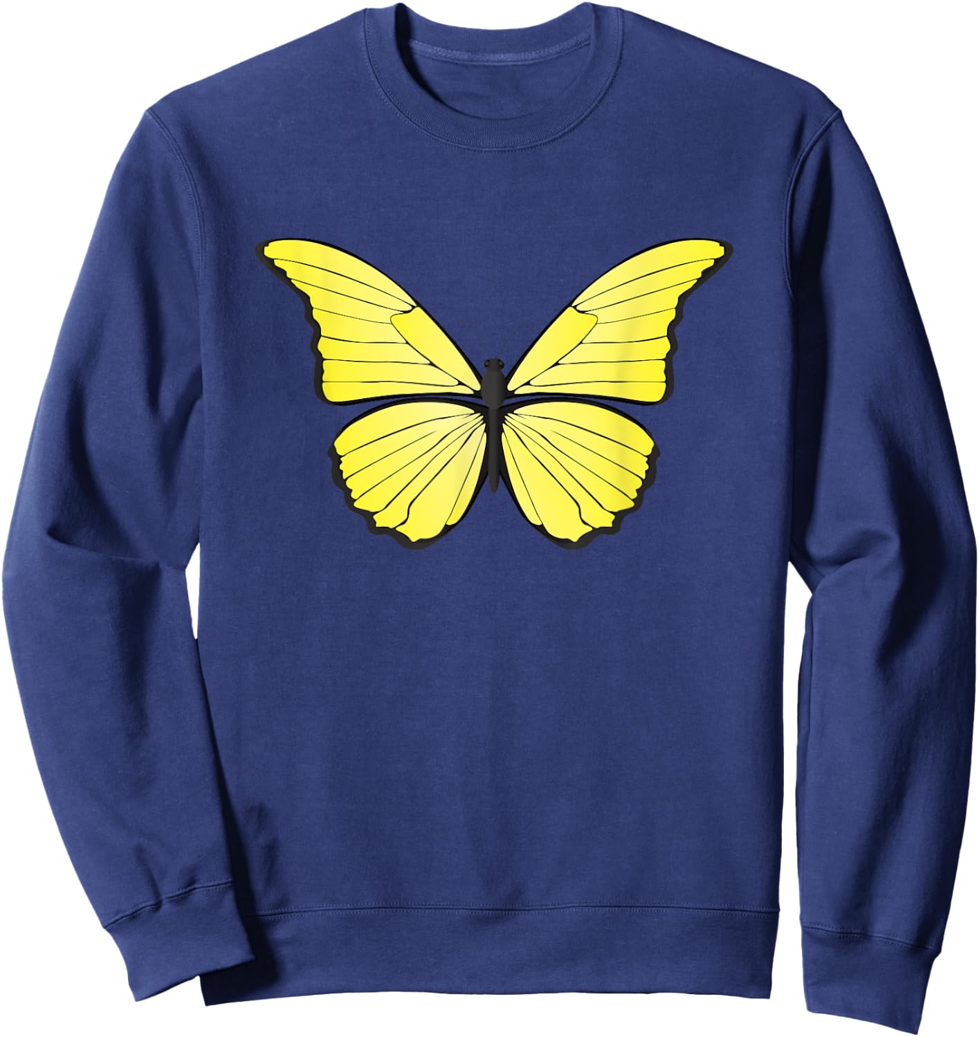 Cute Yellow Butterfly Sweatshirt - Sweatshirt | Navy