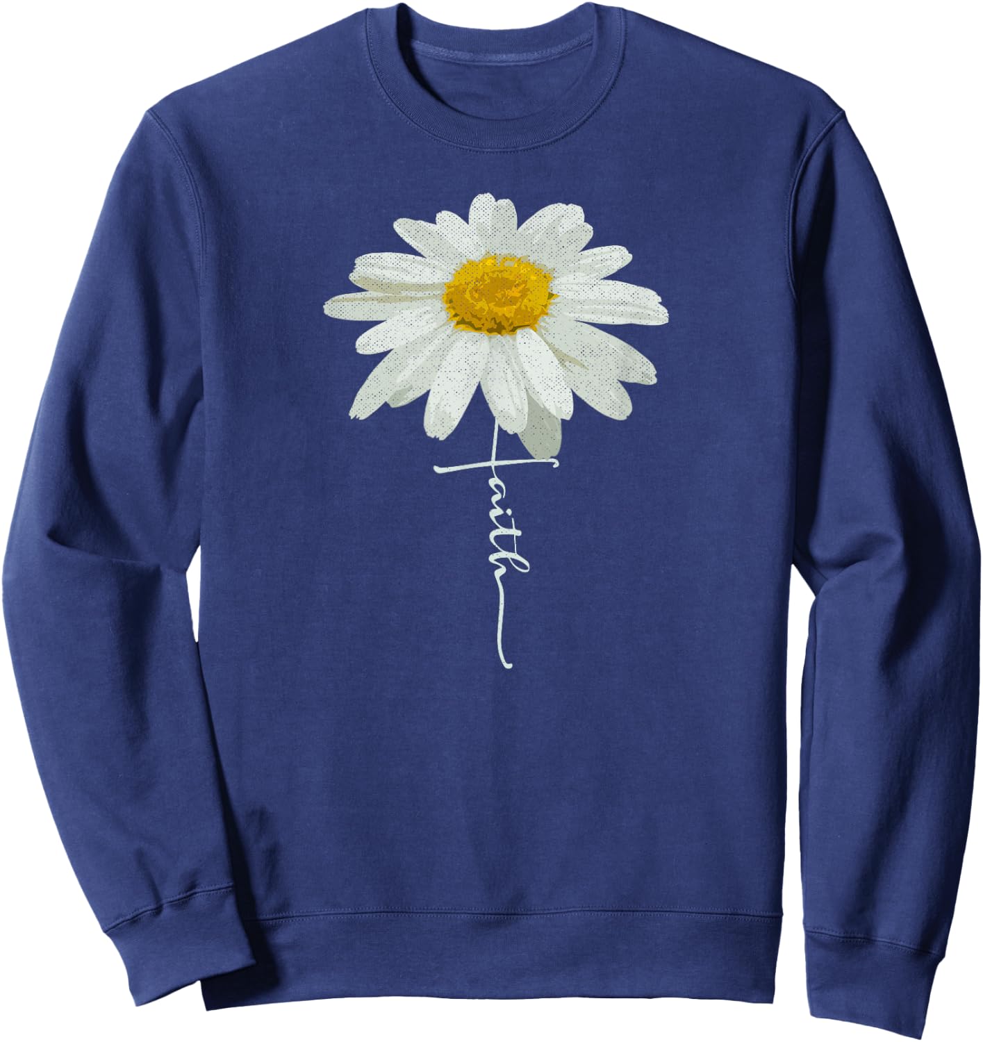 Christian Faith Cross Daisy Flower, Christian Men Women Sweatshirt - Sweatshirt | Navy