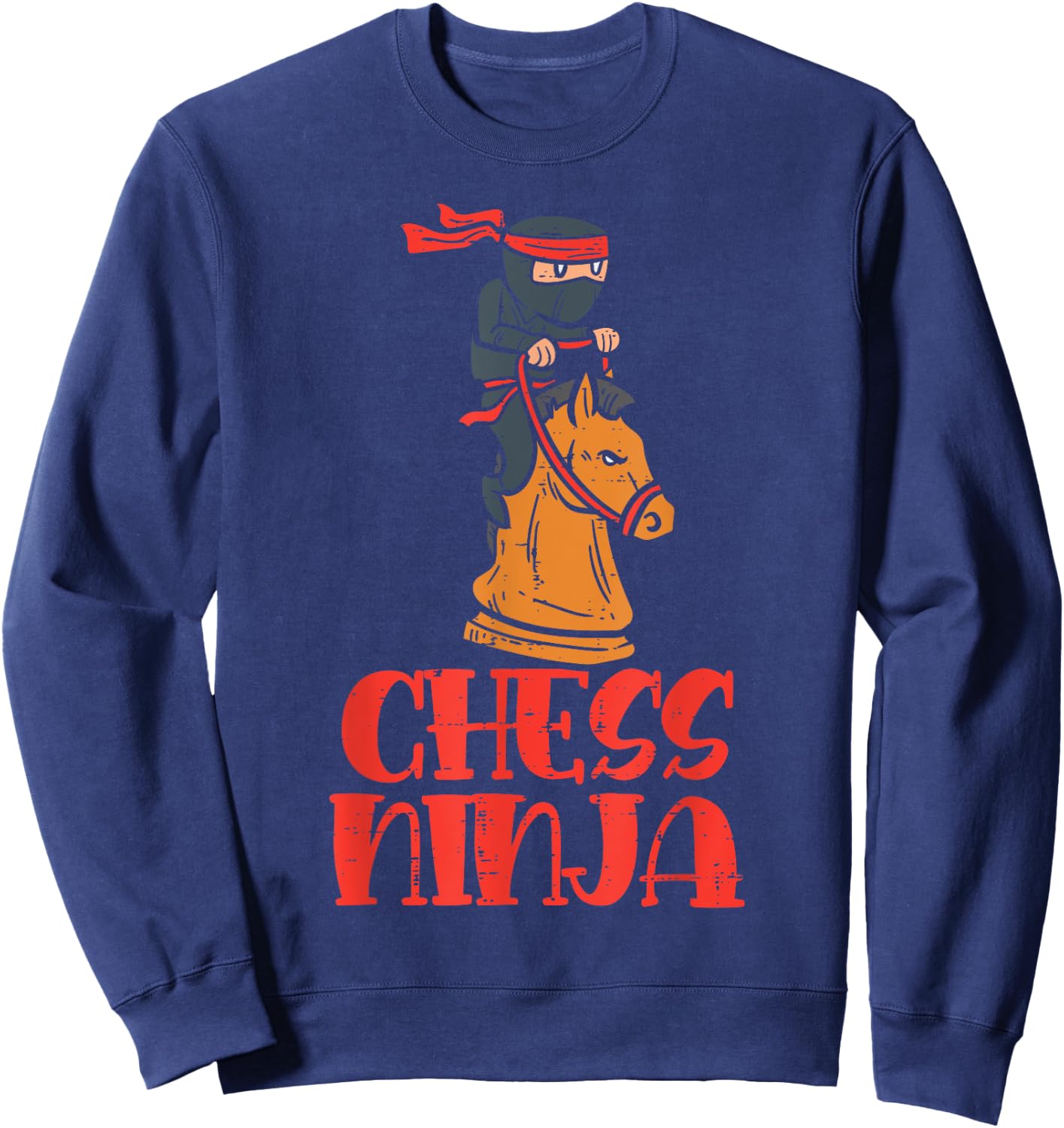 Chess Ninja On Knight Horse Funny Player Boys Girls Kids Sweatshirt - Sweatshirt | Navy