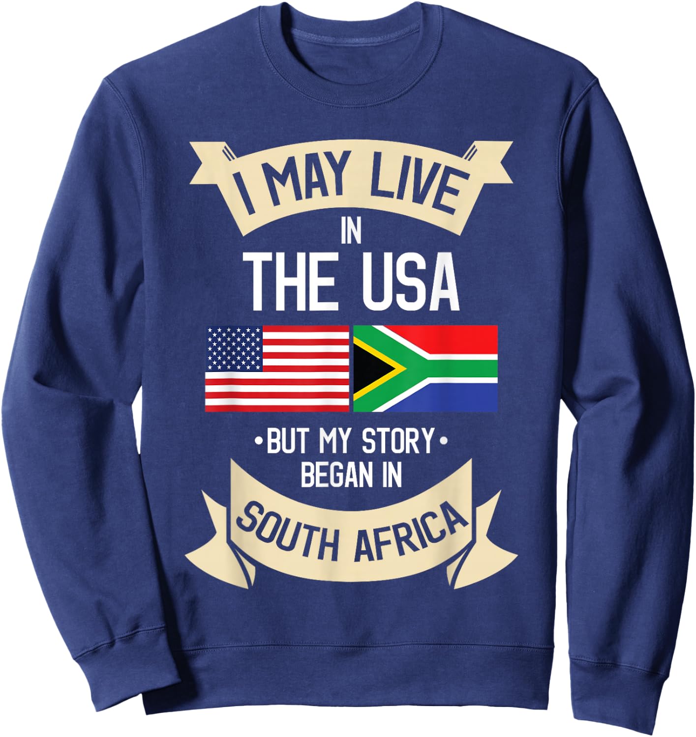 South Africa American Flag USA South African Roots Gifts Women Girls Kids Men Sweatshirt - Sweatshirt | Navy