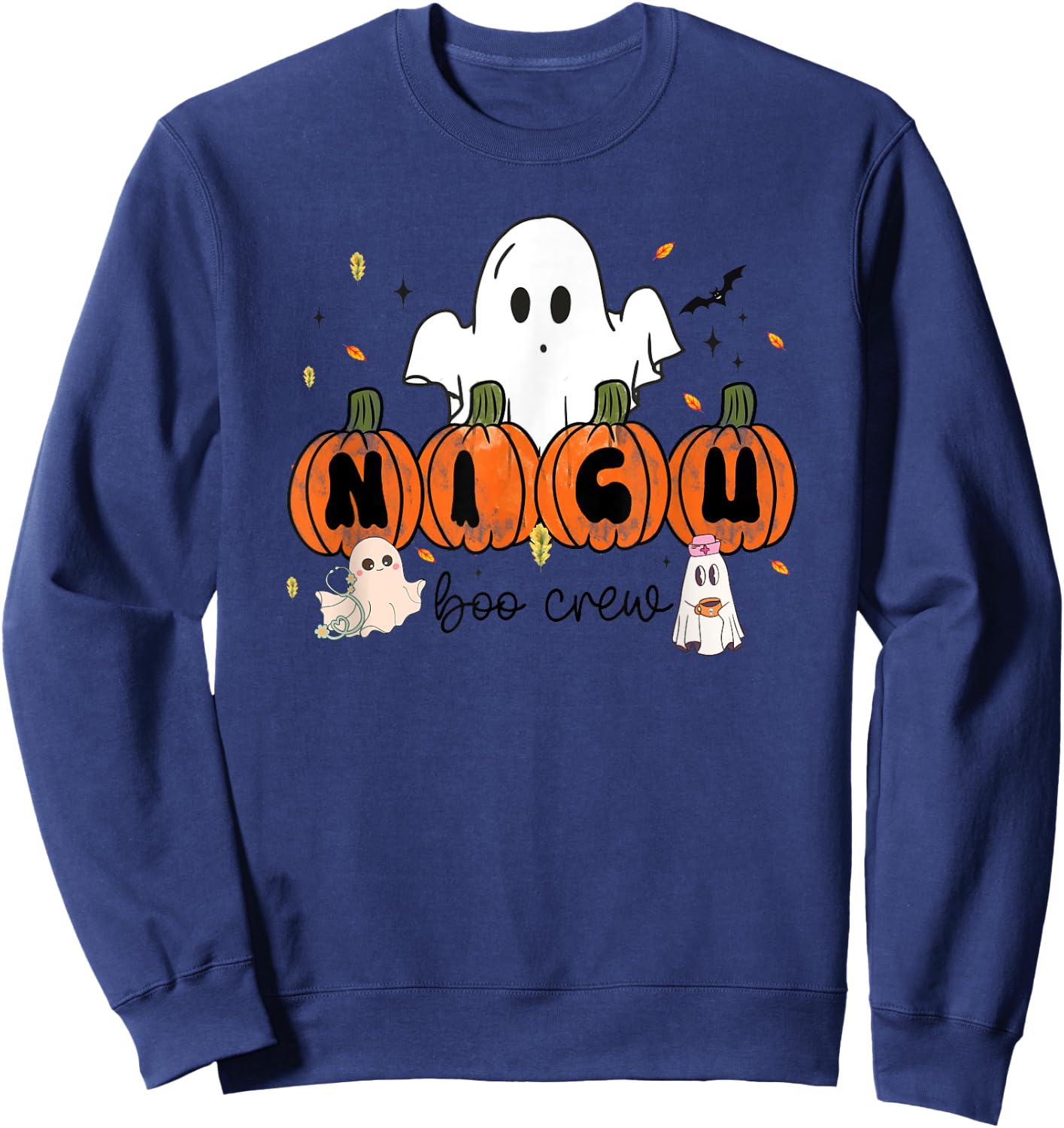 NICU Boo Crew Neonatal Intensive Care Unit Nurse Halloween Sweatshirt - Sweatshirt | Navy