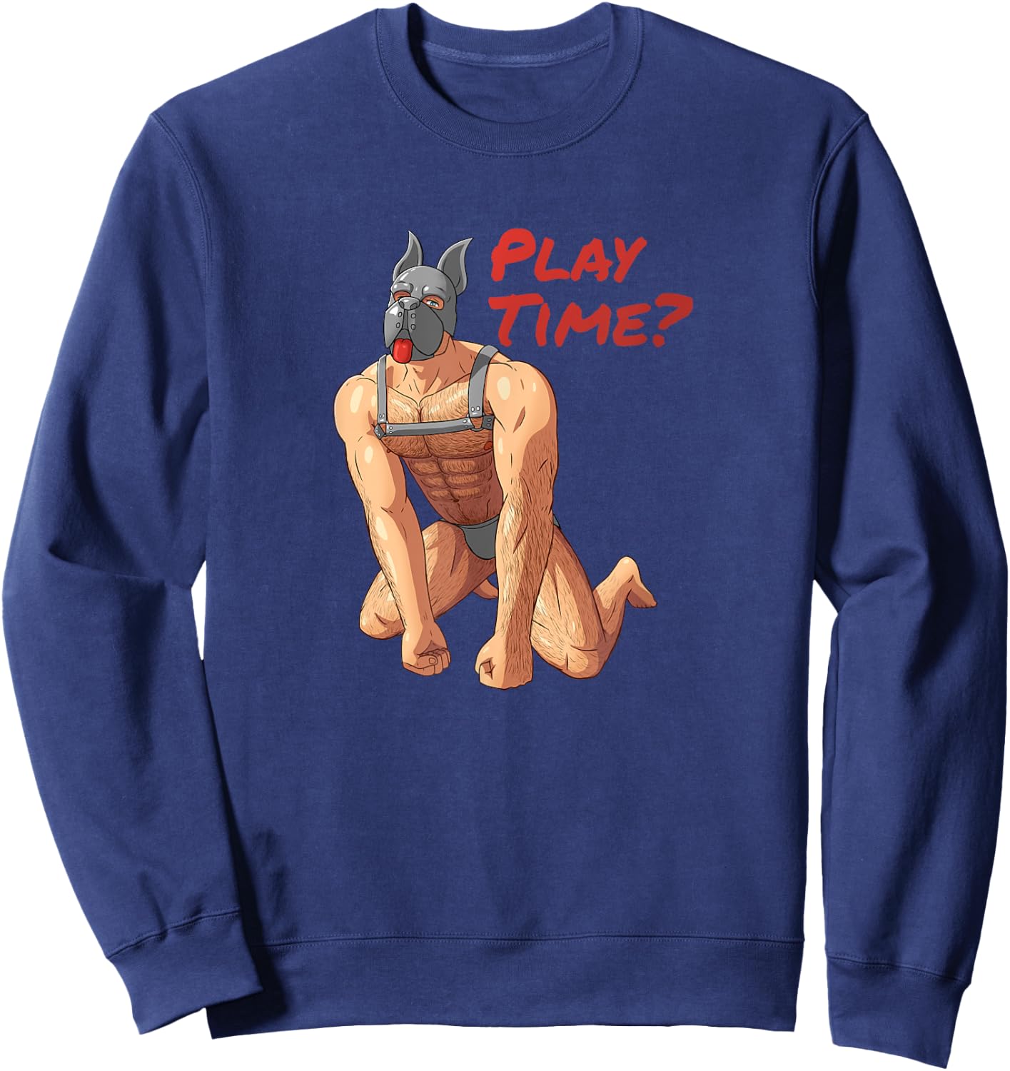 Gay Pup Play Leather Harness Puppy Play Muscle Kink Pride Sweatshirt - Sweatshirt | Navy
