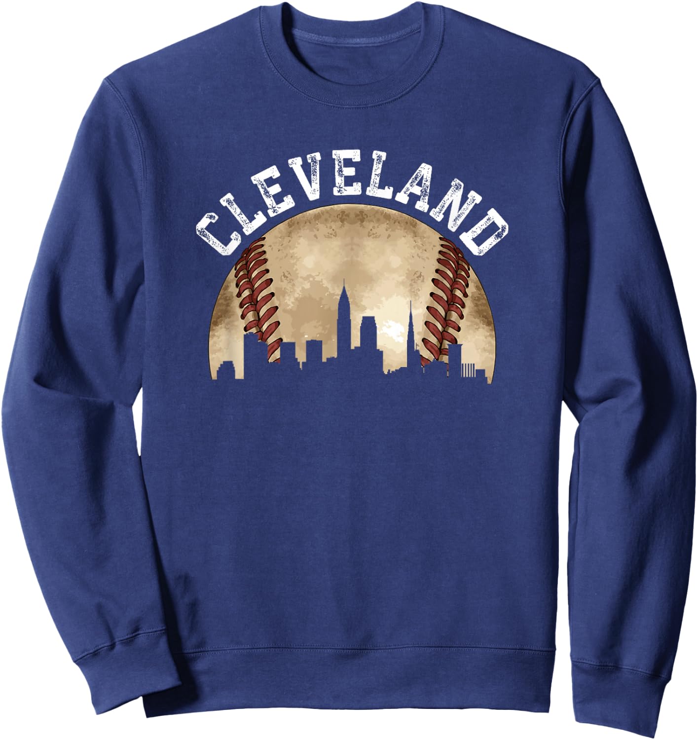 Cleveland Skyline City Vintage Baseball Lover Sweatshirt - Sweatshirt | Navy