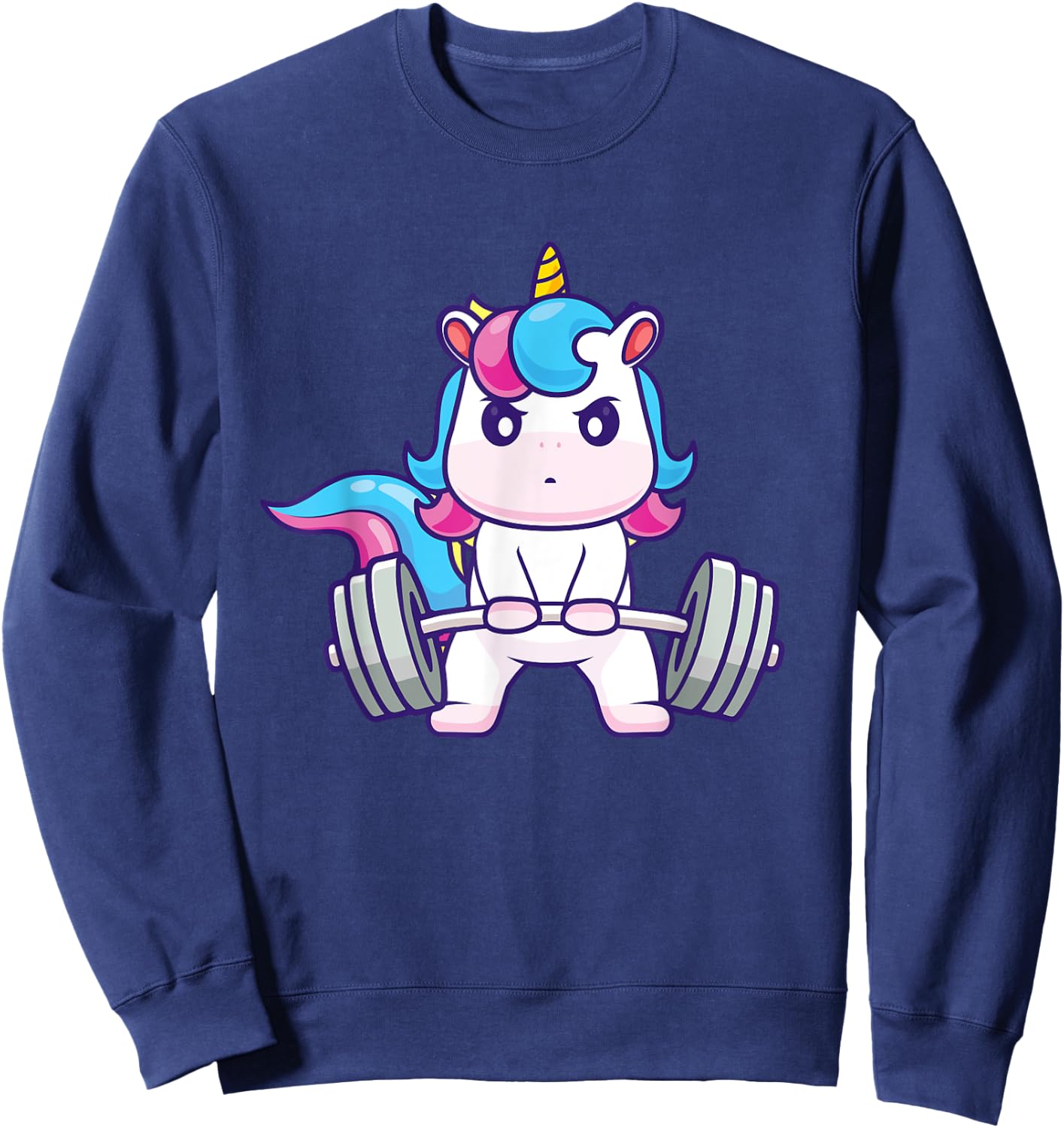 Funny Gym Shirts Deadlifting Unicorn - Workout Gym Weightlifting Bodybuilding , Small, Black Sweatshirt - Sweatshirt | Navy