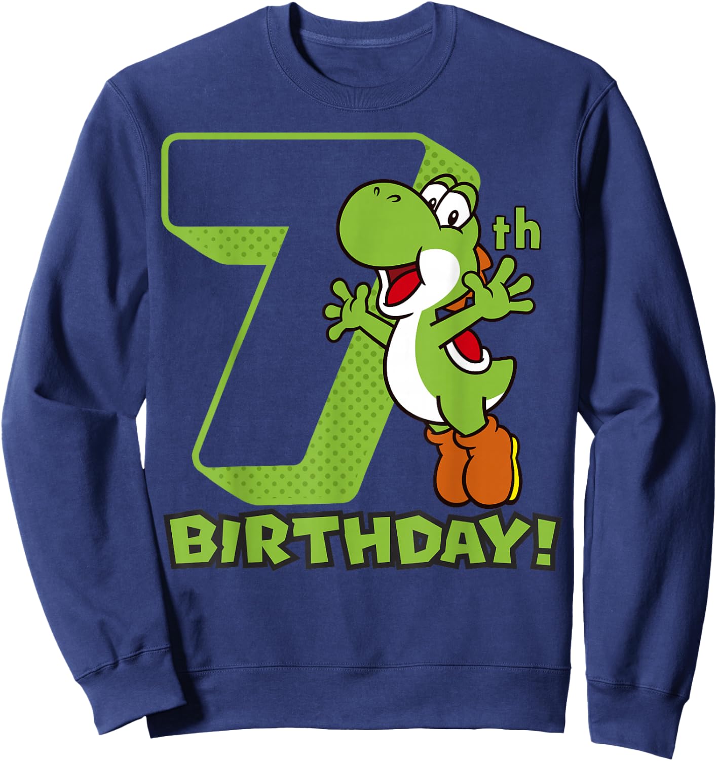 Super Mario Yoshi 7th Birthday Action Portrait Sweatshirt - Sweatshirt | Navy