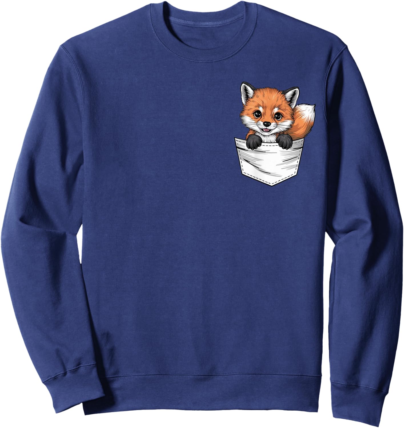 Baby Fox In The Pocket Cute Fox Sweatshirt - Sweatshirt | Navy