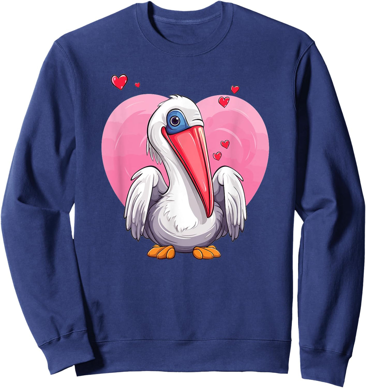 Cute Pelican With Hearts I Kids Pelican Sweatshirt - Sweatshirt | Navy
