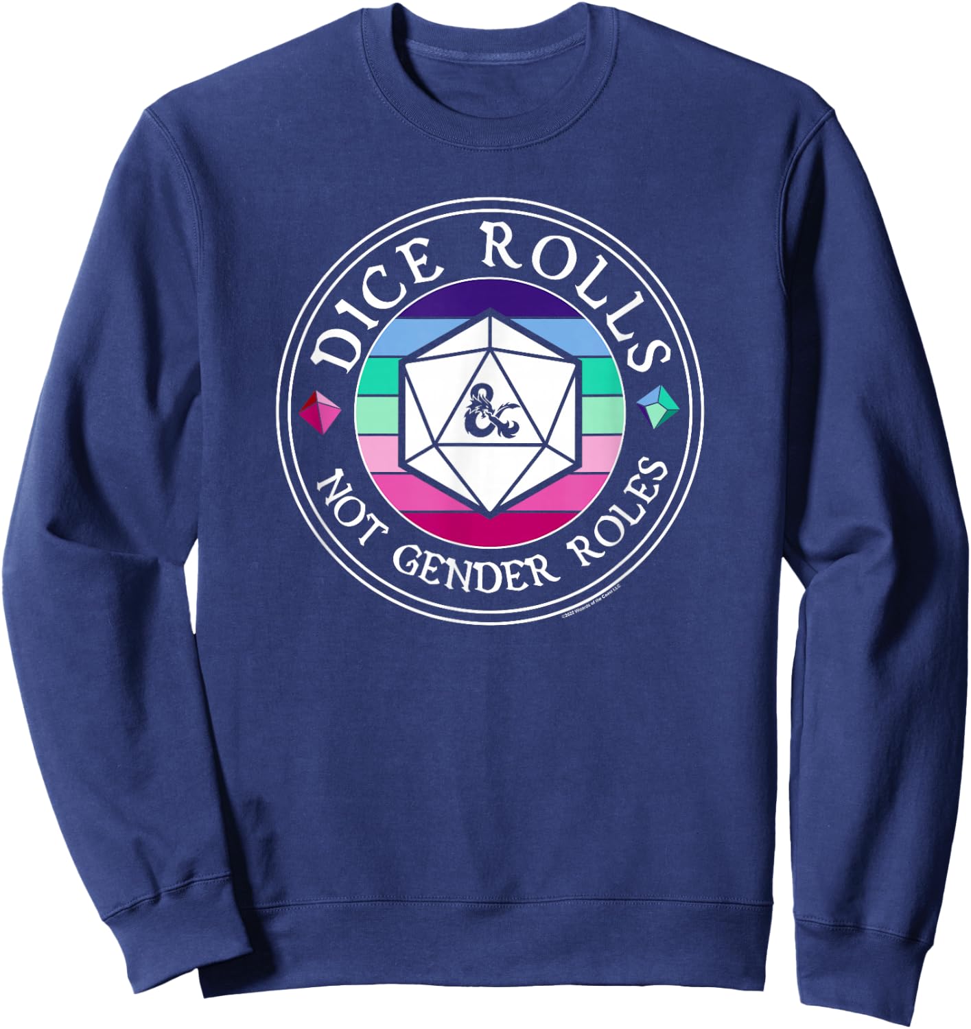 Dungeons & Dragons Dice Rolls Not Gender Roles Pride Logo Sweatshirt - Sweatshirt | Navy
