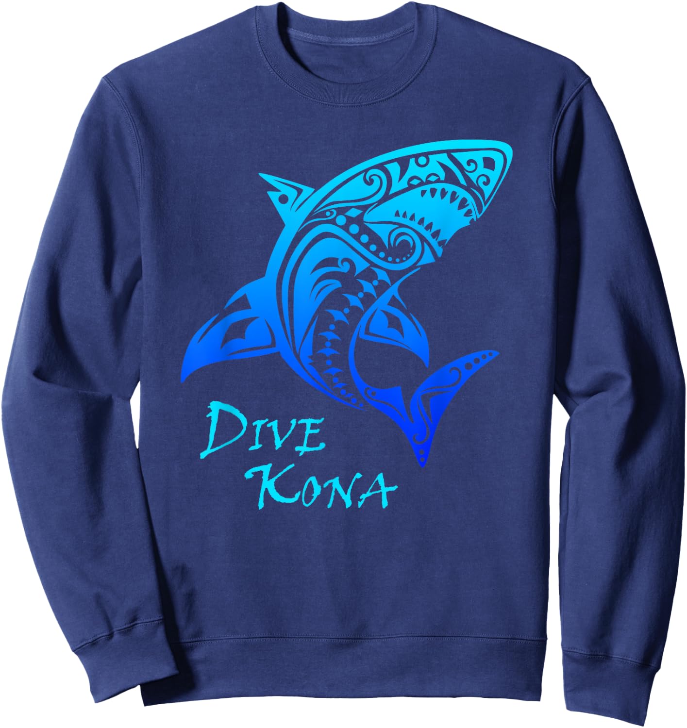 Dive Kona Hawaii Tribal Shark Polynesian Tattoo Gift Sweatshirt - Sweatshirt | Navy