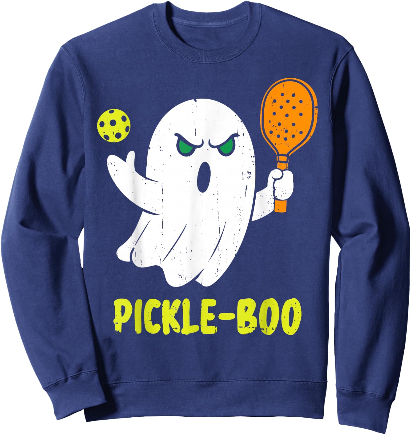 Halloween Pickleball Pickle Boo Ghost Costume Men Women Kids Sweatshirt - Sweatshirt | Navy