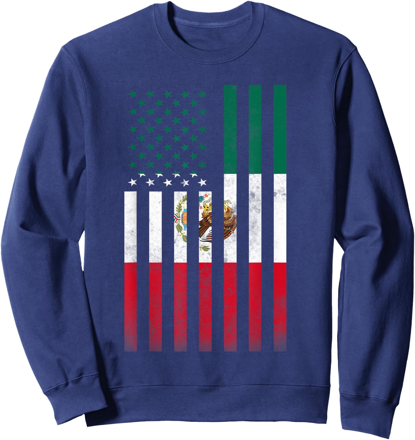 Half Mexican Flag | Vintage American Inside Me USA Gift Sweatshirt - Sweatshirt | Navy