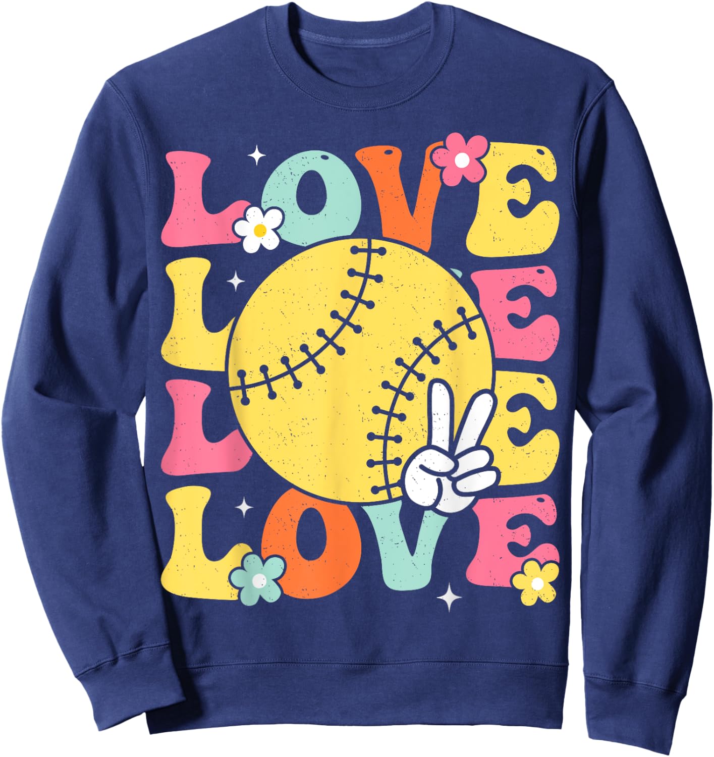 Softball Love Cute Softball Shirts Mom Teens Girls Sweatshirt - Sweatshirt | Navy