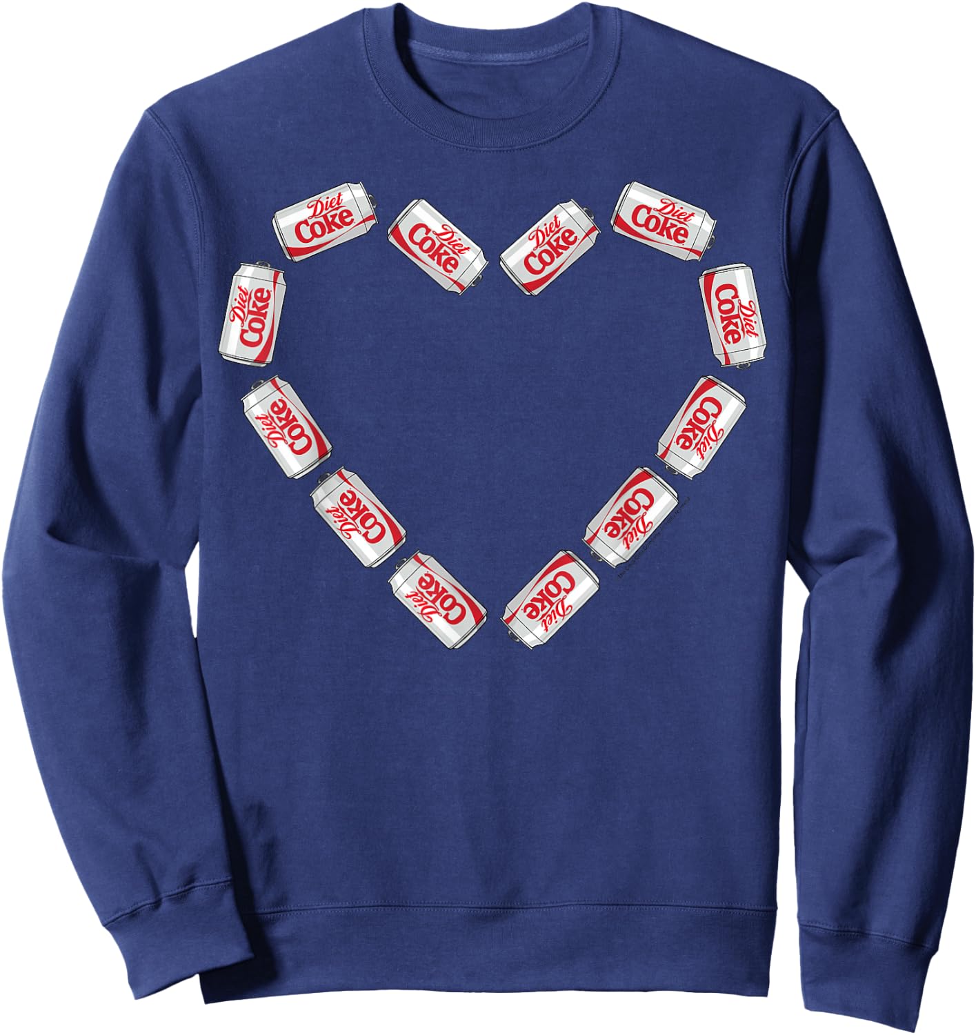 Coca-Cola Company Diet Coke Heart Cans - -Adults - Black - Small - Short Sleeve - Classic Fit Sweatshirt - Sweatshirt | Navy