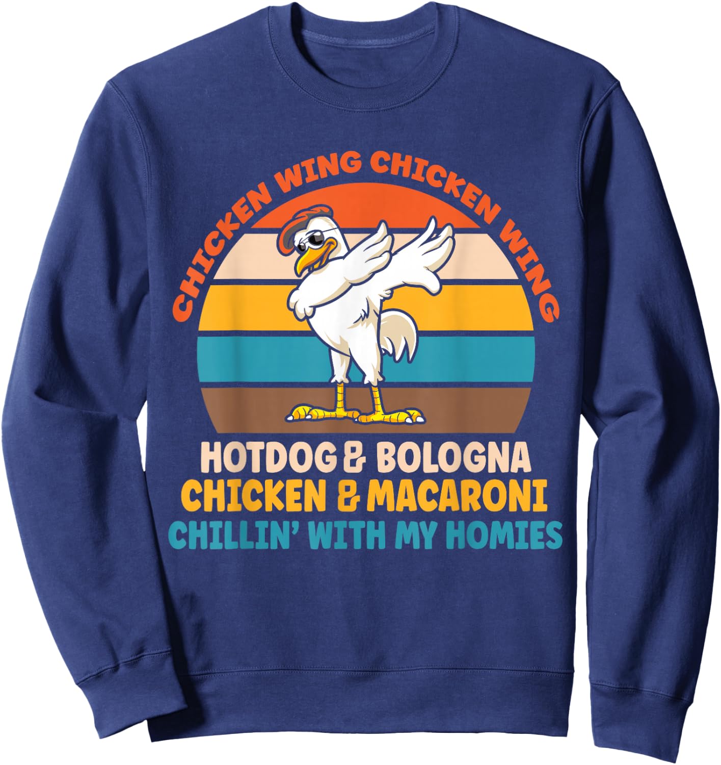 Chicken Wing Chicken Wing Hot Dog Bologna Macaroni Sweatshirt - Sweatshirt | Navy