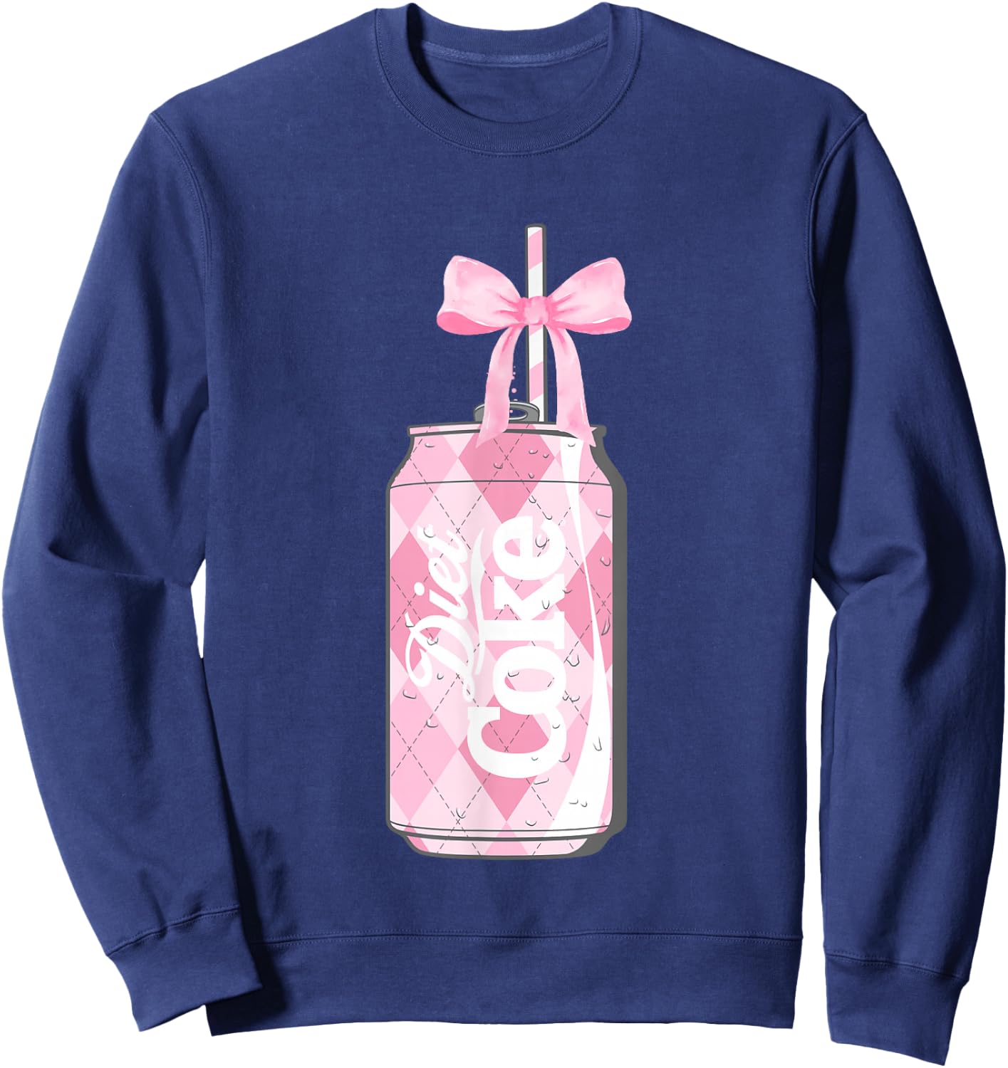 Coca-Cola Pink Diet Coke With Straw & Bow Vintage Sweatshirt - Sweatshirt | Navy