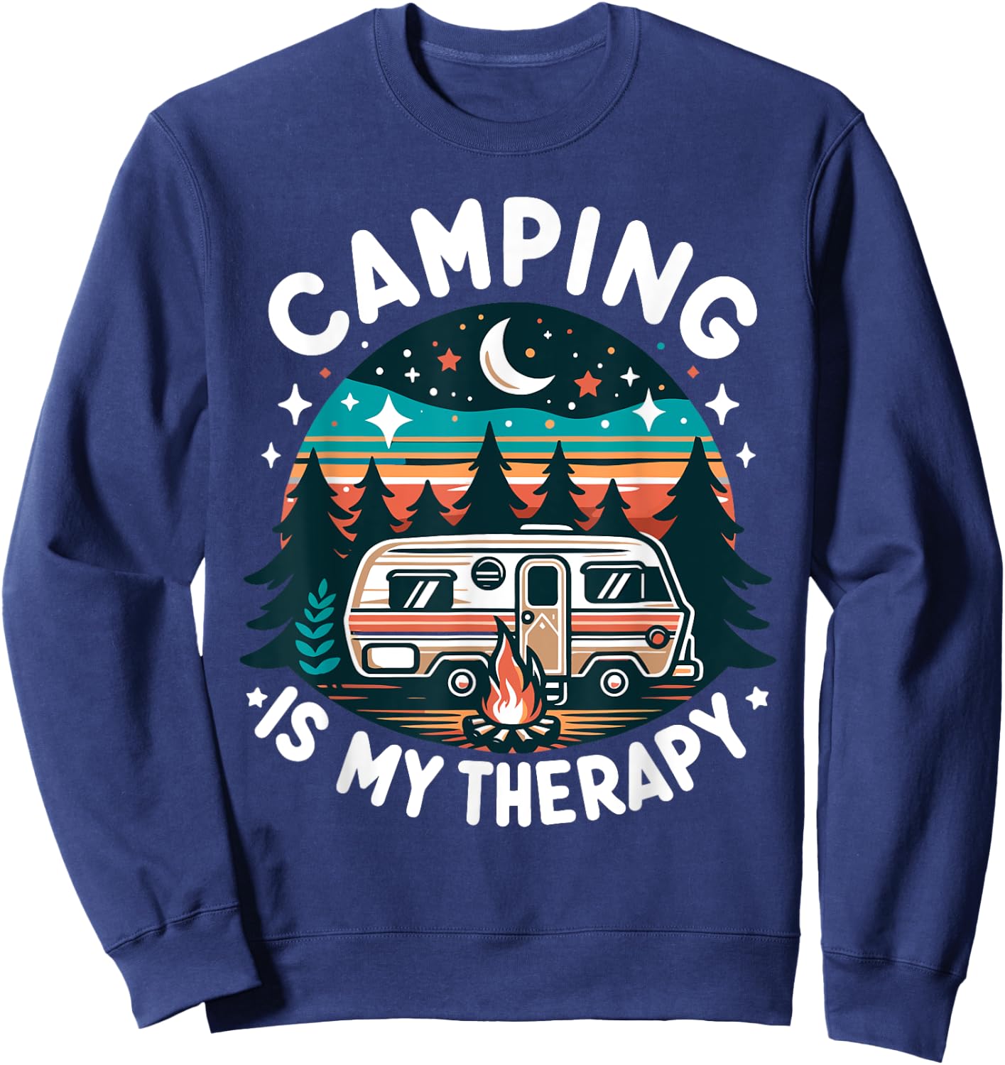 Camping Is My Therapy Summer Vacation Family Matching Funny Women Girls Kids Sweatshirt - Sweatshirt | Navy