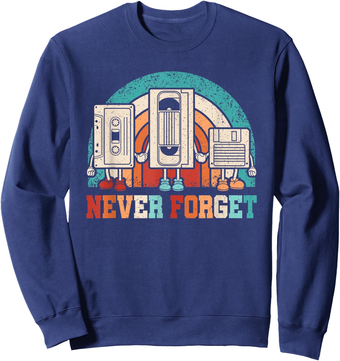 Never Forget Cassette 80s 90s Retro Outfit Men Women Kids Sweatshirt - Sweatshirt | Navy