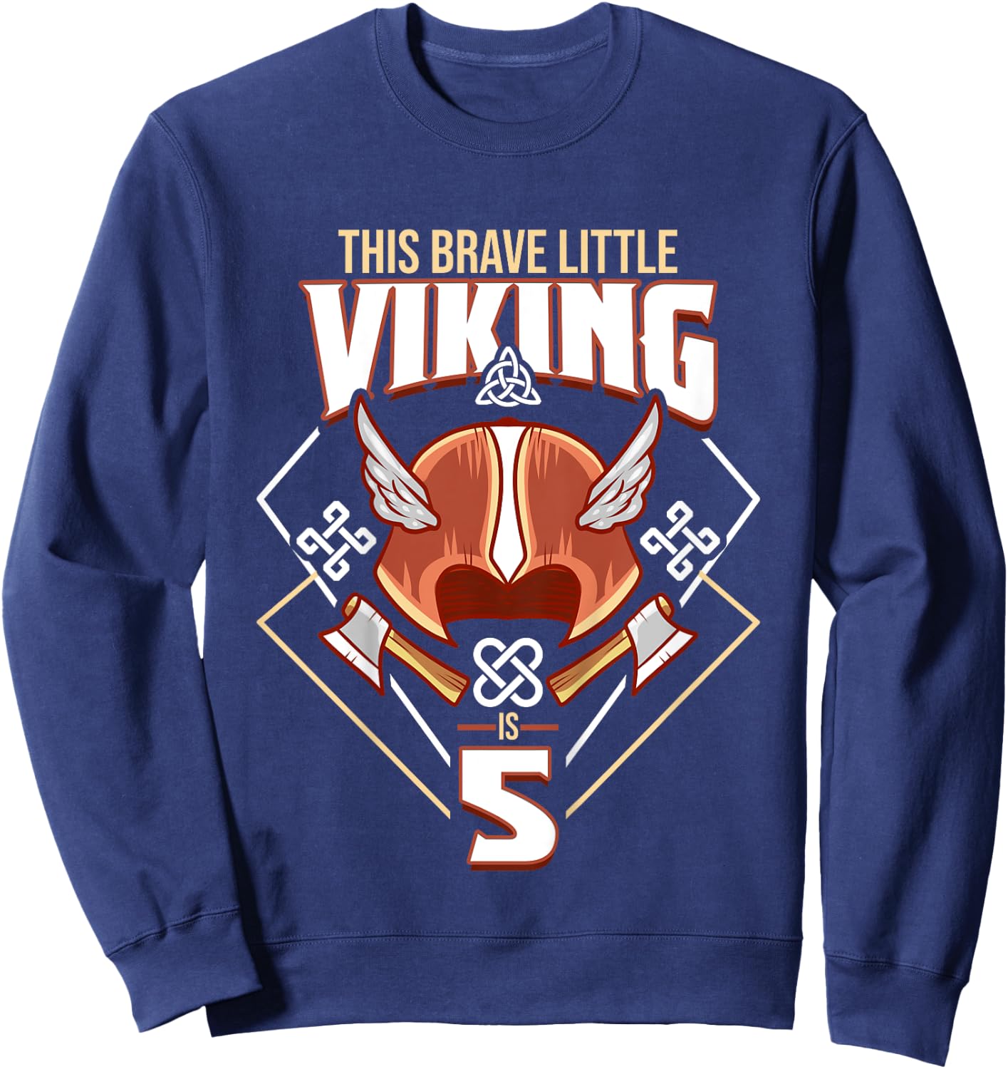 Kids This Brave Little Viking Is 5 - Cool Viking 5th Birthday Sweatshirt - Sweatshirt | Navy