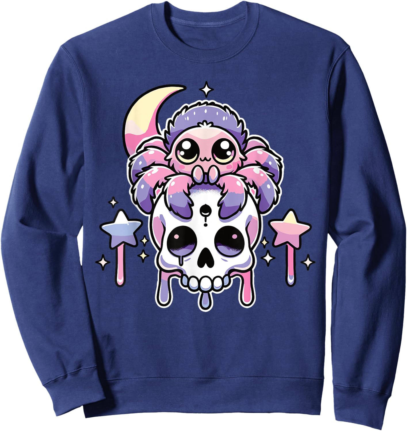 Kawaii Gothic Tarantula Pastel Colors Gothic Goth Tarantula Sweatshirt - Sweatshirt | Navy