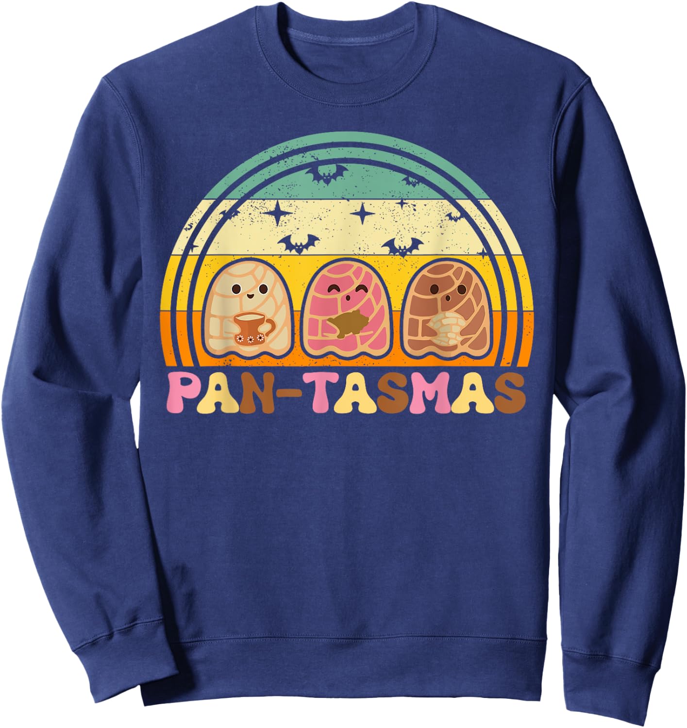 Pantasmas Ghost Vintage Halloween Mexican Spooky Conchas Sweatshirt - Sweatshirt | Navy
