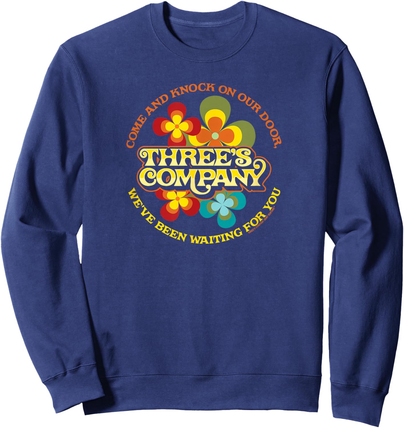 Three's Company TV Show Vintage Floral Graphic Sweatshirt - Sweatshirt | Navy
