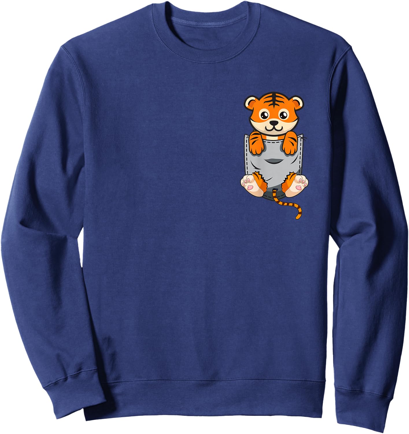 Cute Pocket Tiger Funny Animal Lover Adorable Tiger Cub Sweatshirt - Sweatshirt | Navy