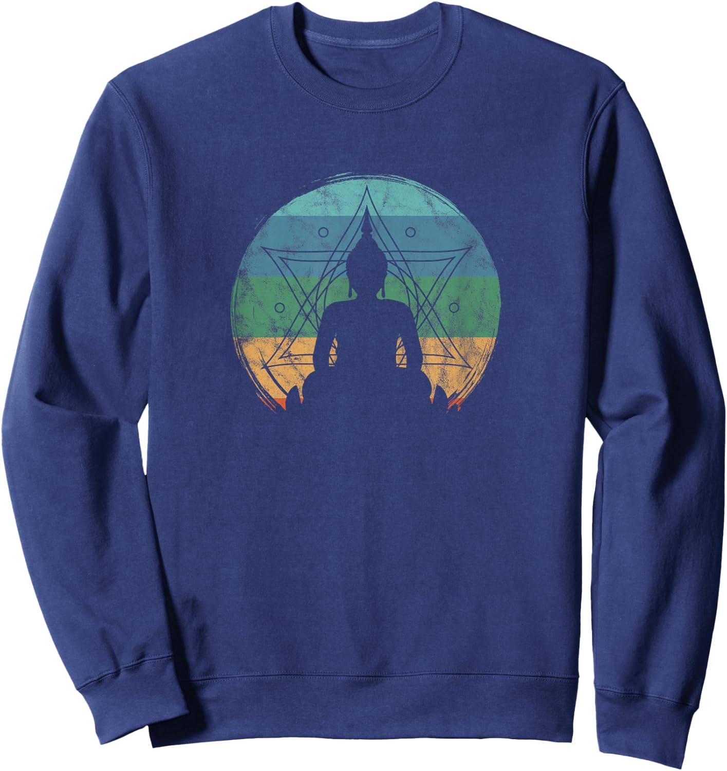 Retro Buddha Buddhist Yoga Spiritual Meditation Zen Sweatshirt - Sweatshirt | Navy