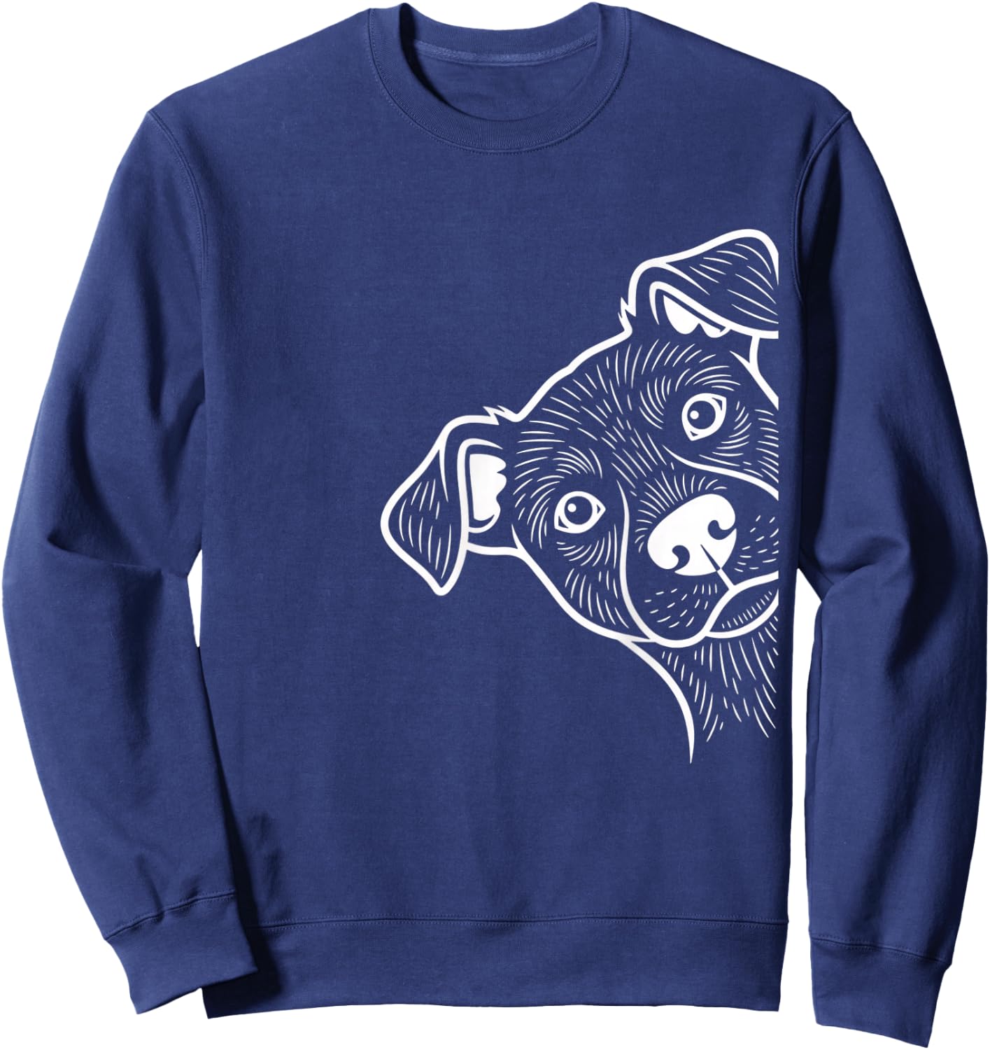 Dog Peeking Design for Dog Lovers, Playful Puppy Portrait Sweatshirt - Sweatshirt | Navy