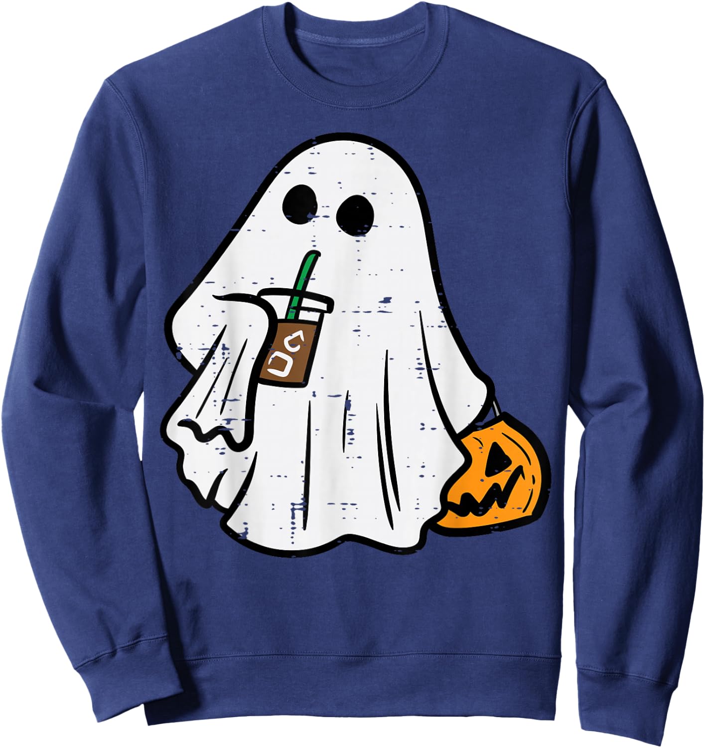 Halloween Ghost Ice Coffee Funny Costume Men Women Kid Youth Sweatshirt - Sweatshirt | Navy