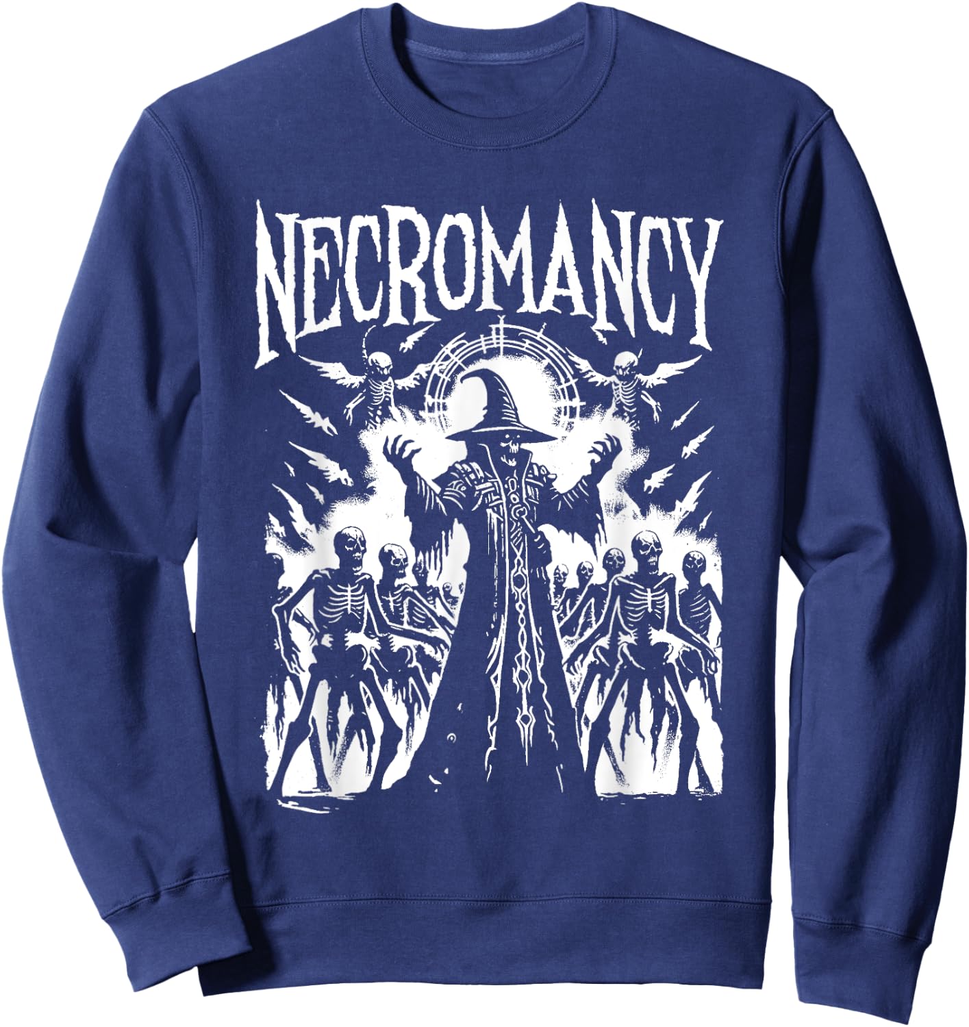 Necromancer - Vintage Creepy Monster Halloween Lover Sweatshirt - Sweatshirt | Navy
