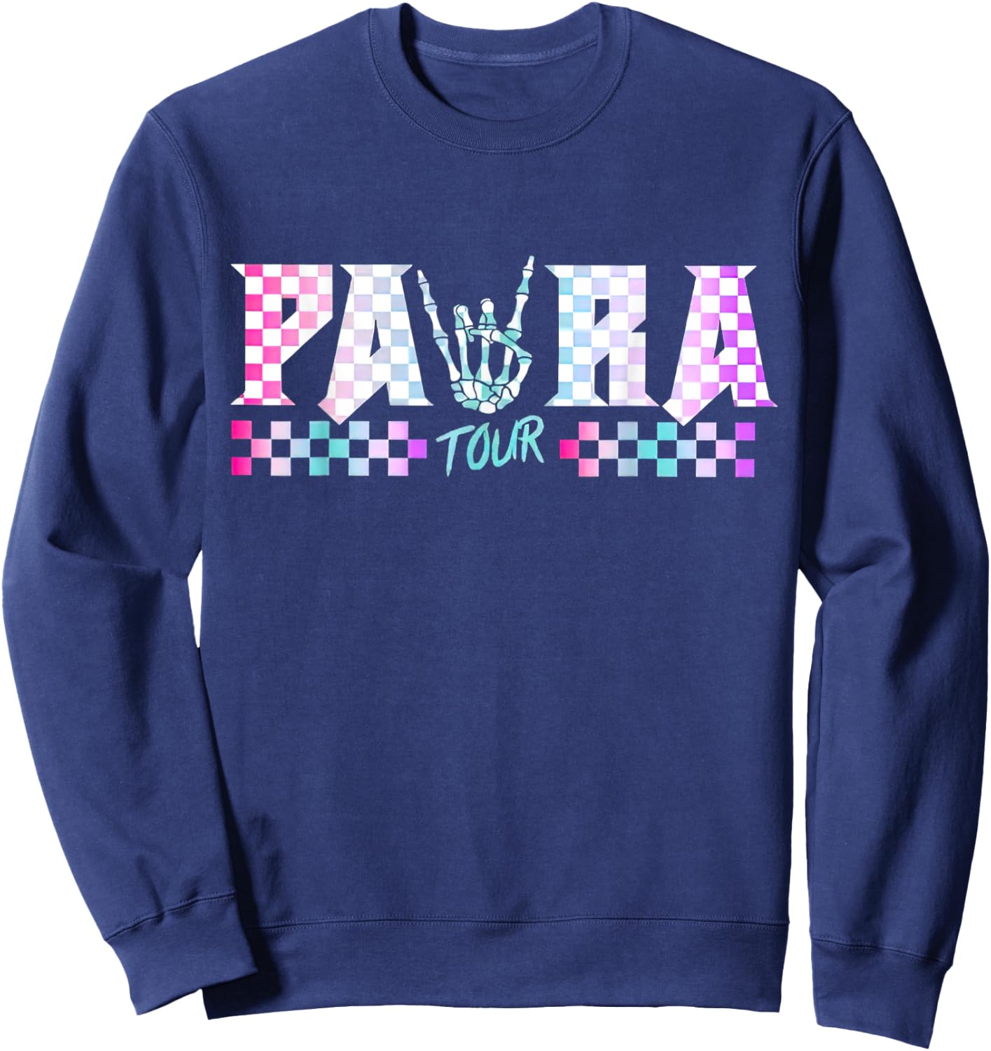 Retro Teacher Tour, ABCD Para Tour, Father Front And Back Women Sweatshirt - Sweatshirt | Navy