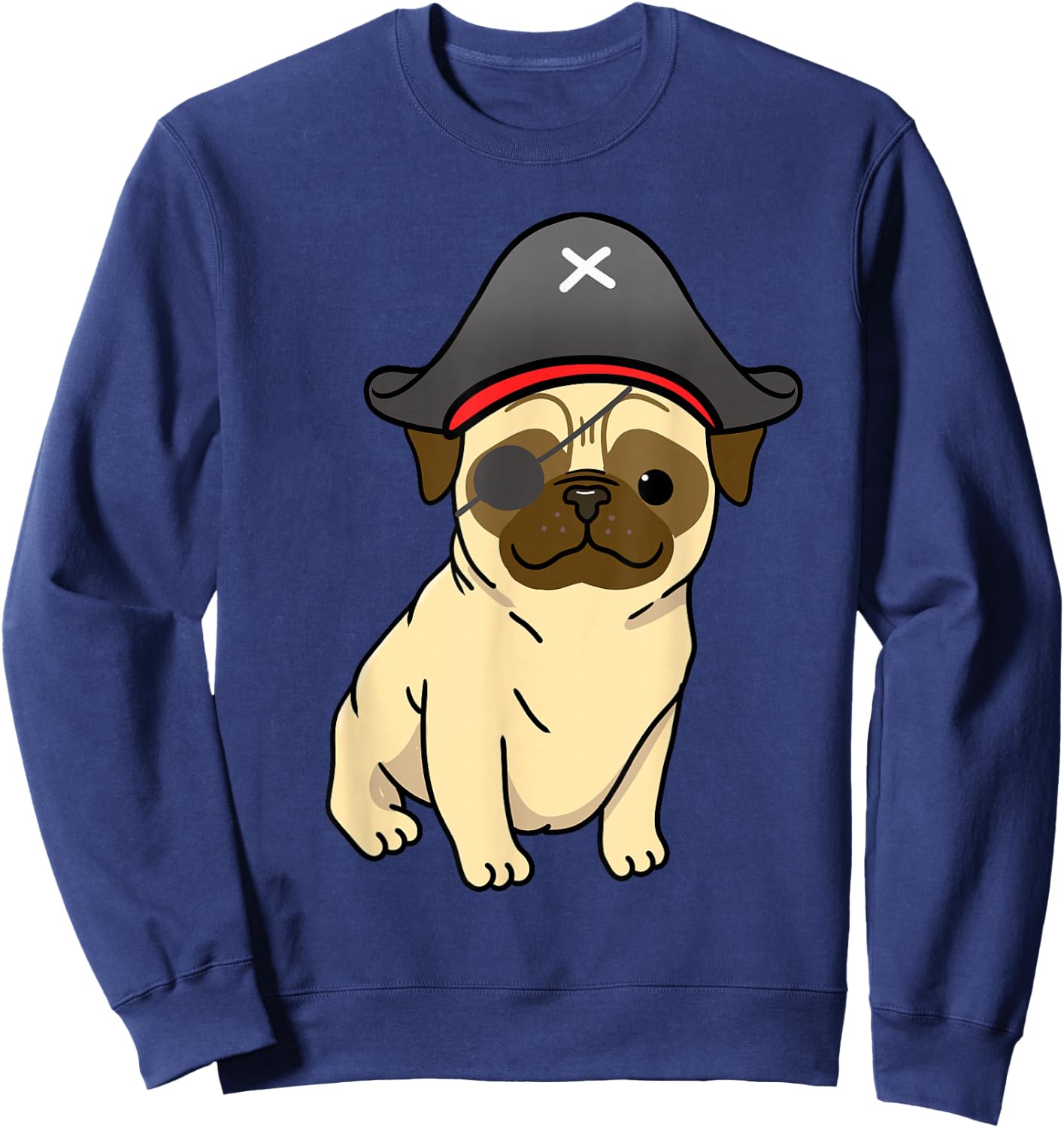 Pug Pirate Pug Halloween Sweatshirt - Sweatshirt | Navy
