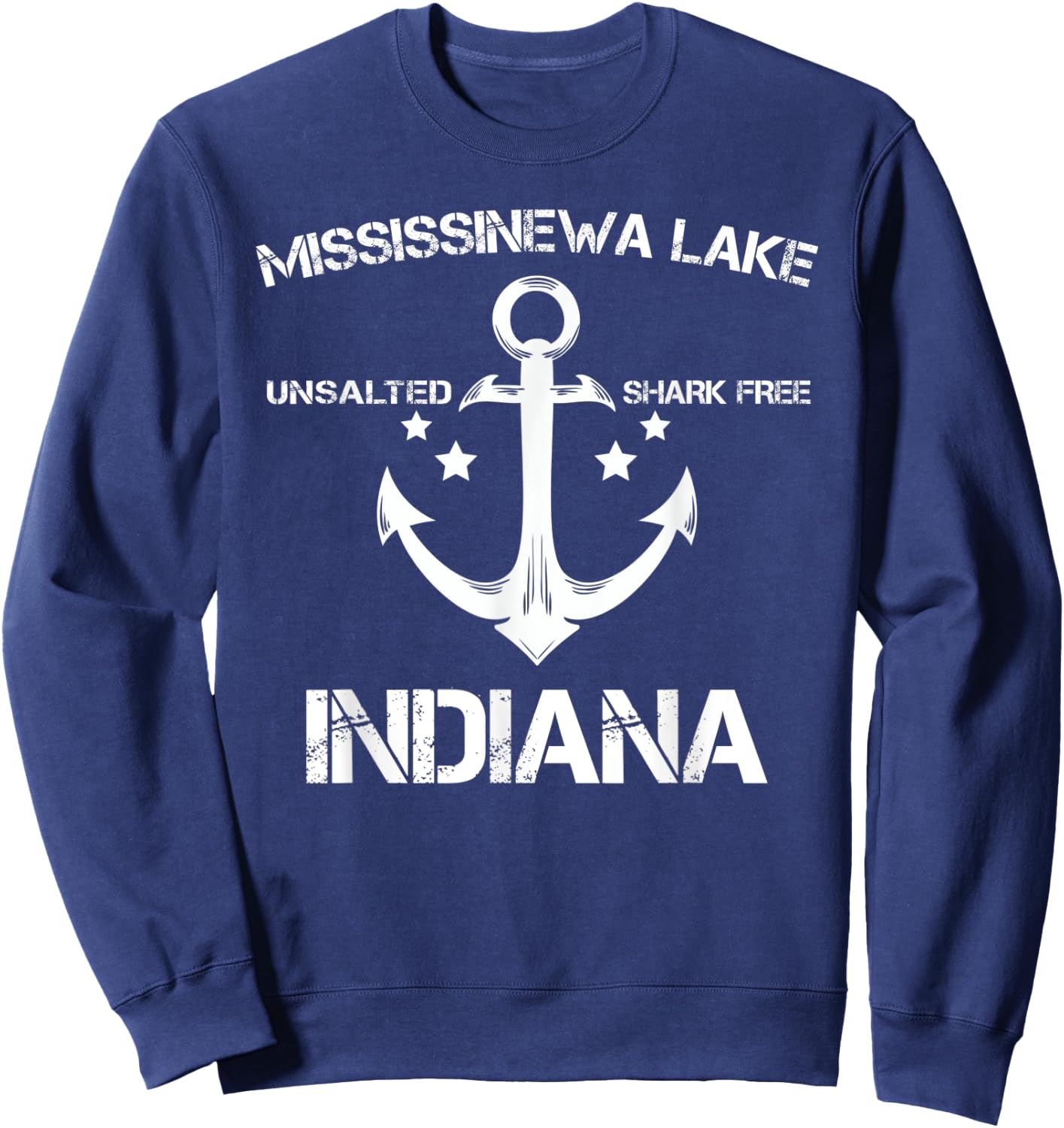 MISSISSINEWA LAKE INDIANA Funny Fishing Camping Summer Gift Women Kids Sweatshirt - Sweatshirt | Navy