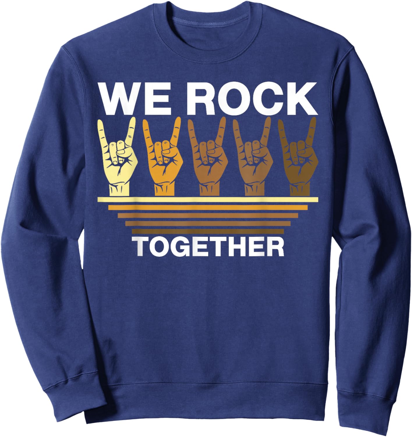 We Rock Together Vintage Rock Distressed Rock Music Sweatshirt - Sweatshirt | Navy