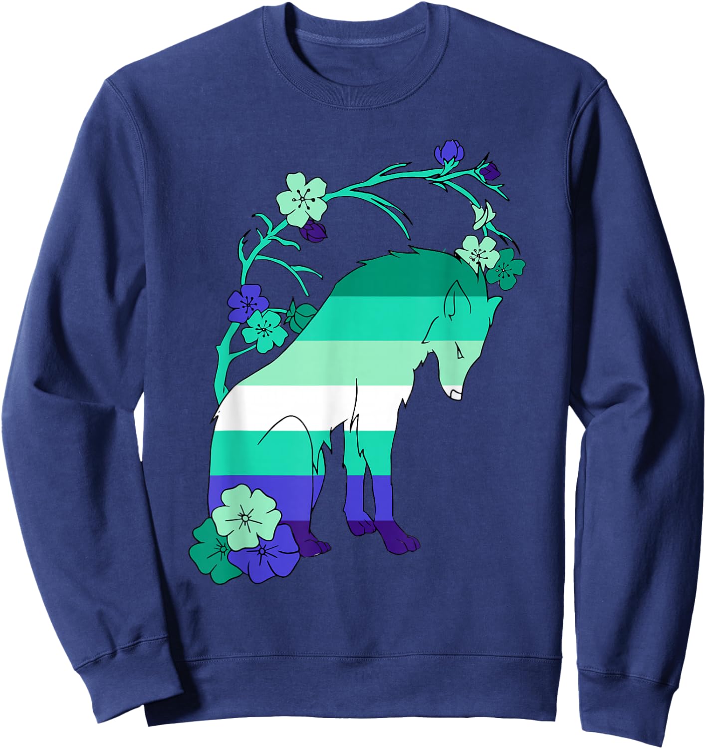 Man Loving Gay Male Flag LGBT MLM Flag Fox Flower Gay Male Flag MLM Pride Sweatshirt - Sweatshirt | Navy