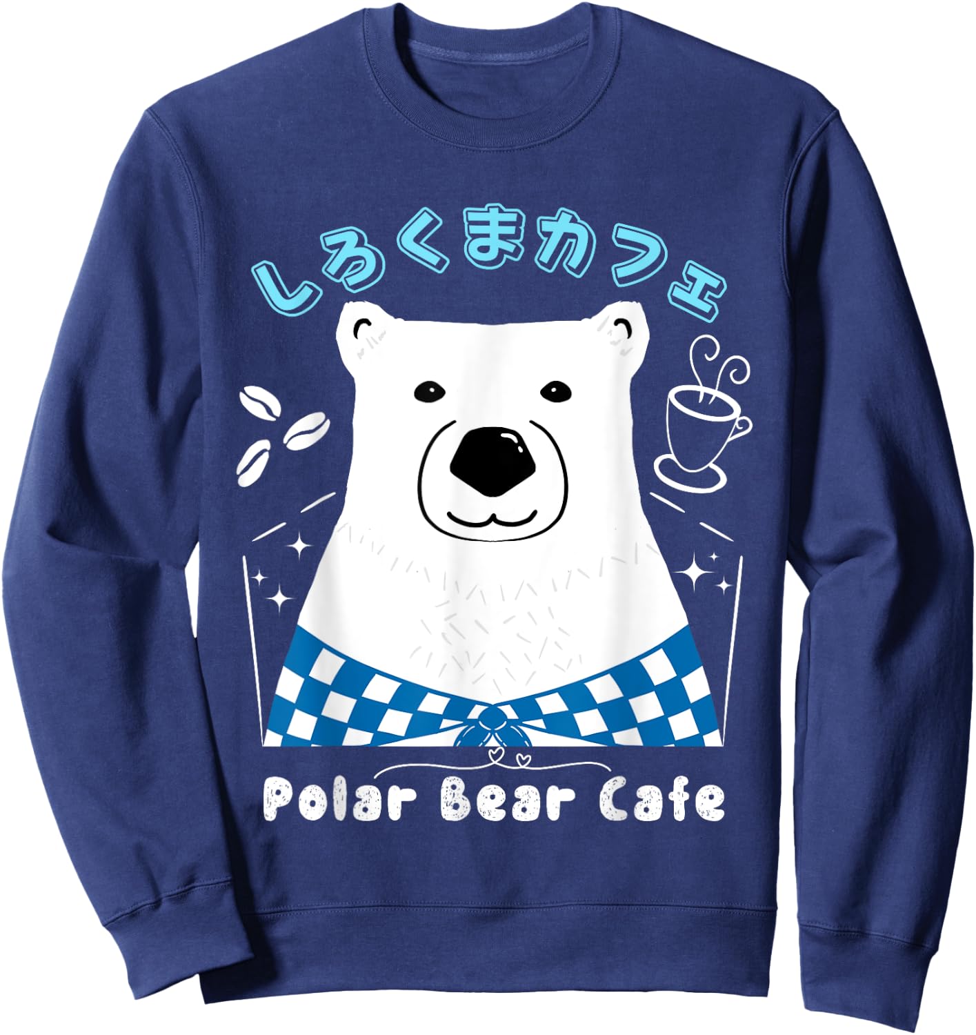 Kawaii Polar Bear Cafe Japanese Cute Anime Style Shirokuma Sweatshirt - Sweatshirt | Navy
