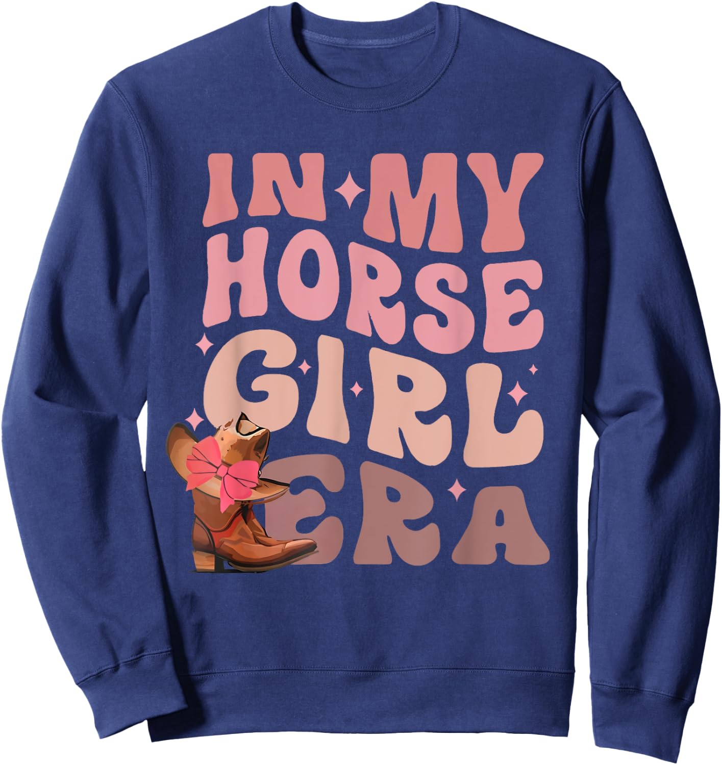 In My Horse Girl Era Cowgirl Western Rodeo Groovy Sweatshirt - Sweatshirt | Navy