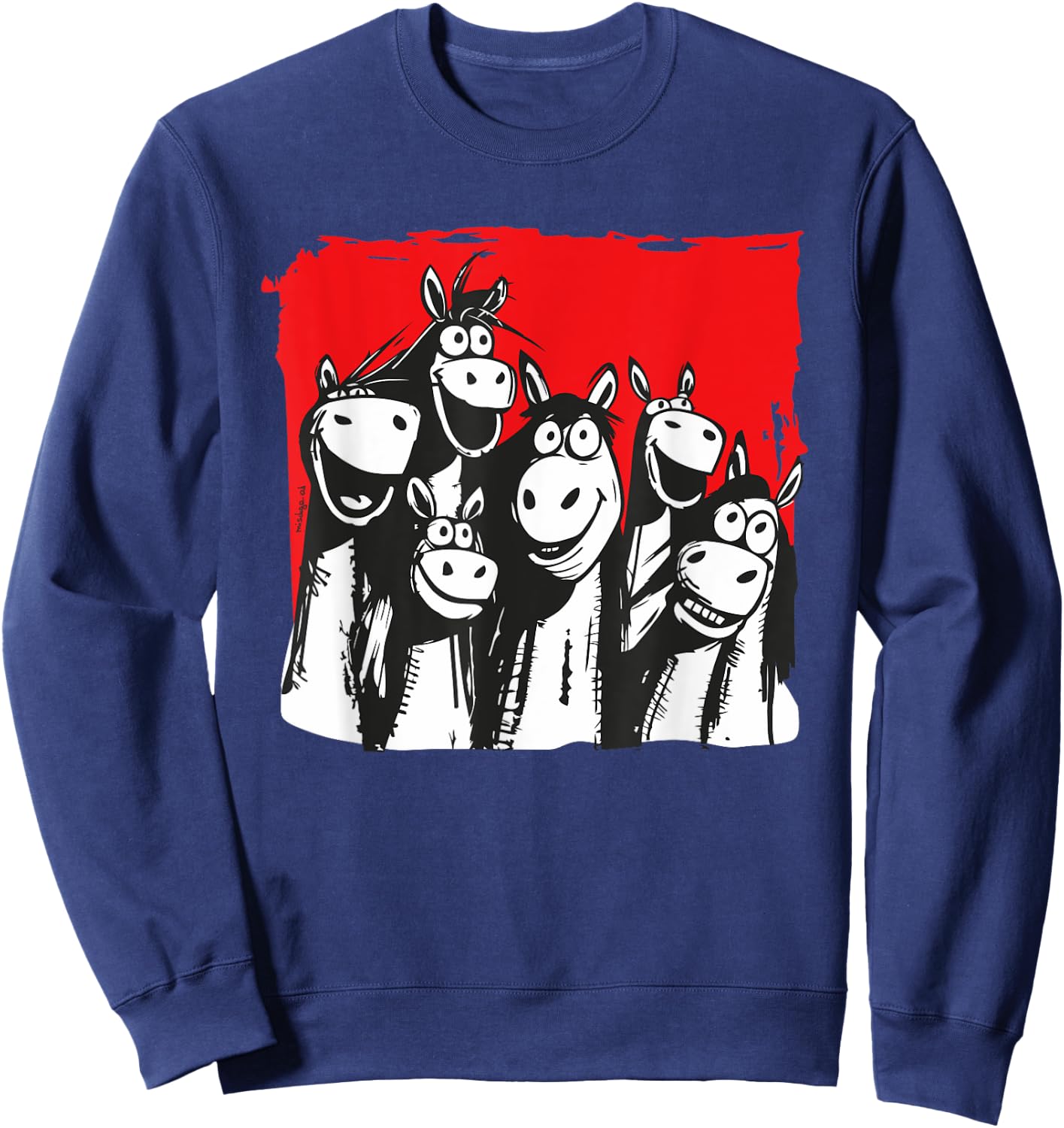 Funny Horses Cartoon Horselove Sweatshirt - Sweatshirt | Navy