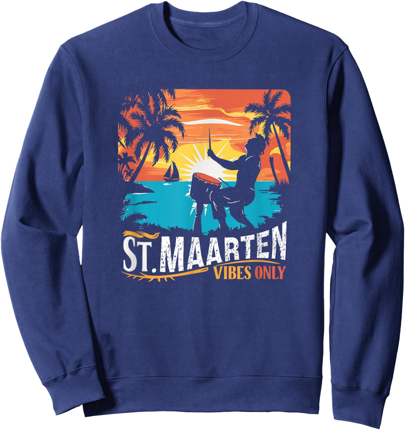 Retro St. Maarten Vibes Only St. Maarten 70s vintage Sweatshirt - Sweatshirt | Navy
