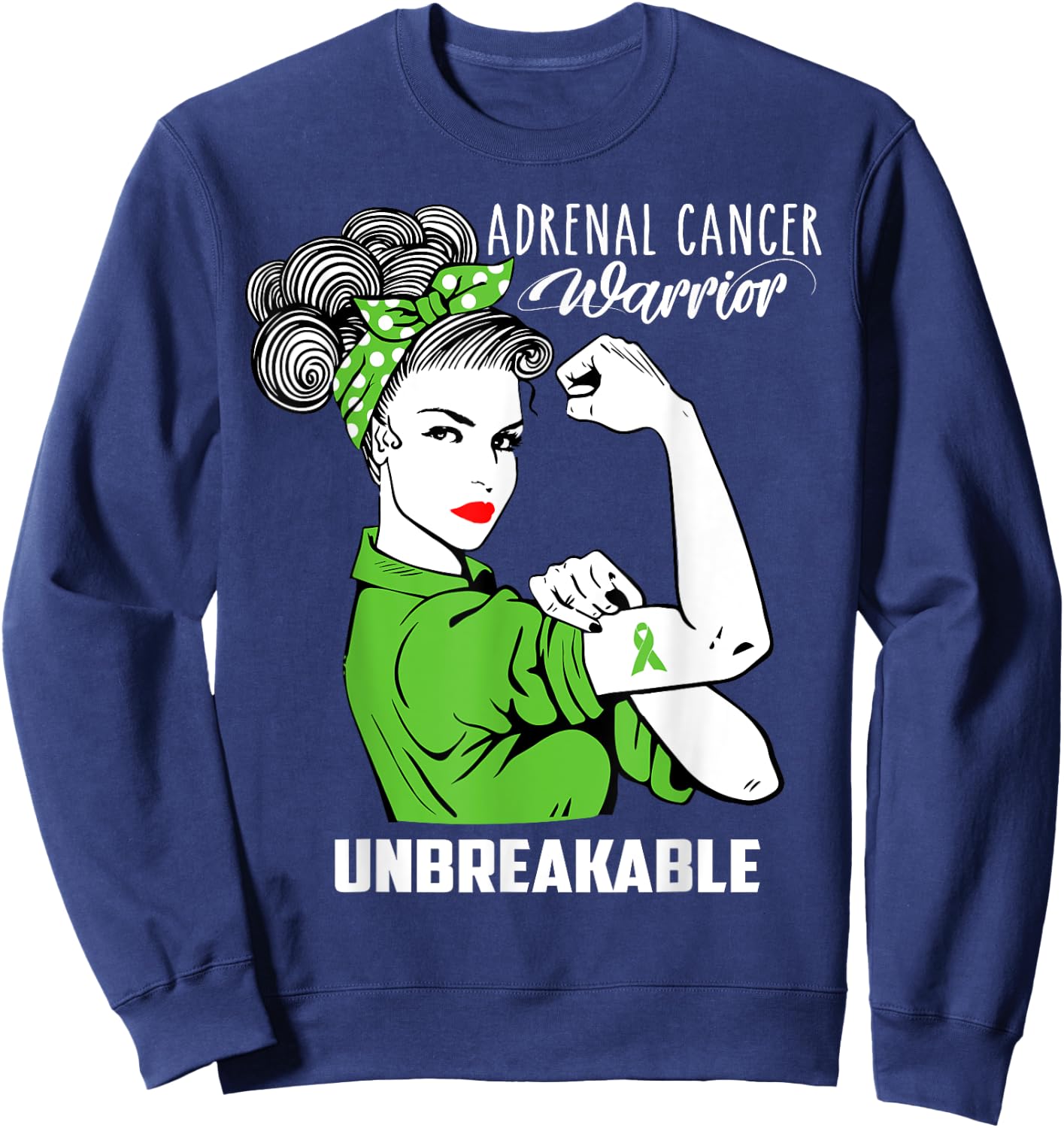 Adrenal Cancer Warrior Unbreakable Shirt Awareness Gift Sweatshirt - Sweatshirt | Navy