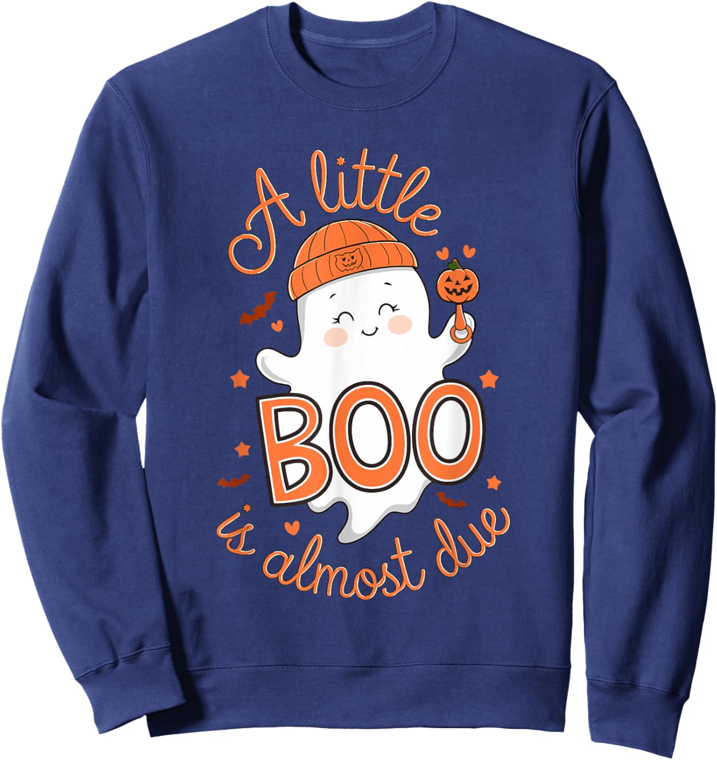 Little Boo Is Almost Due Cute Halloween Pregnancy Reveal Sweatshirt - Sweatshirt | Navy