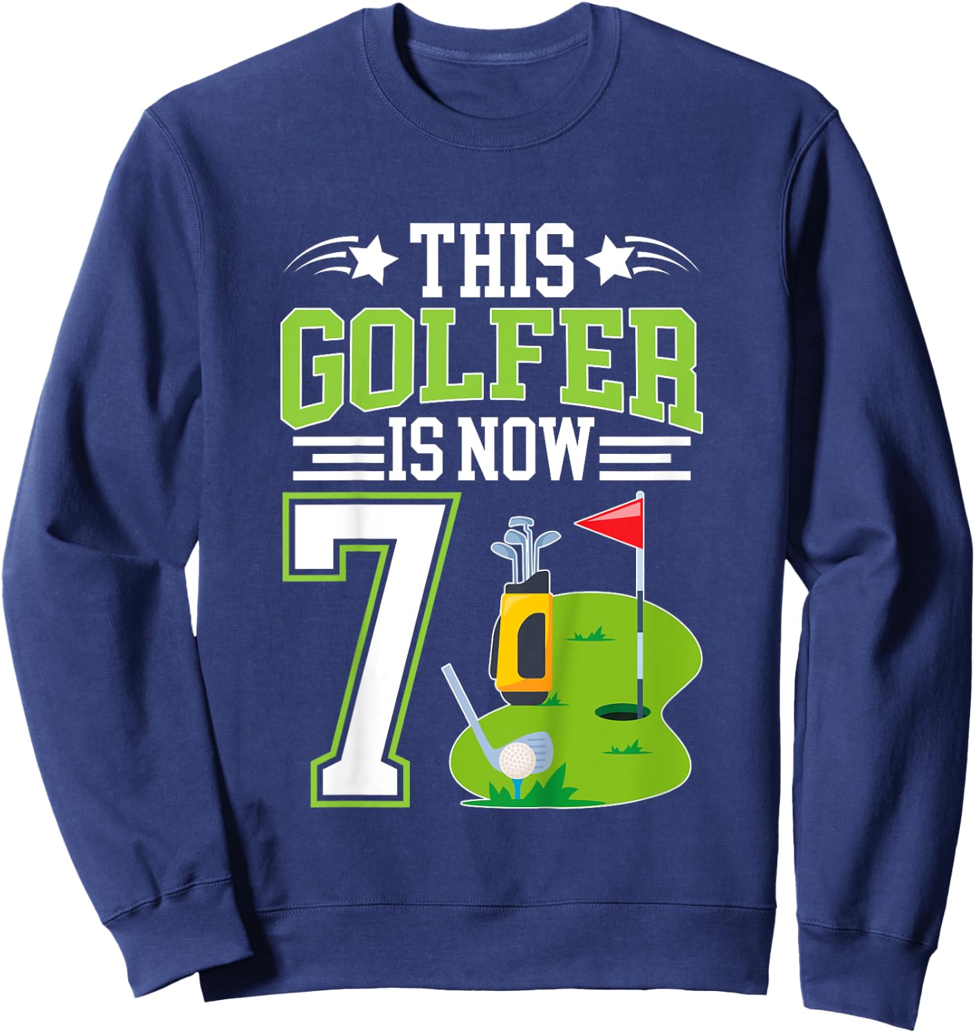 Kids 7th Birthday Party Golf Boy Seven Year Old Golf Player Sweatshirt - Sweatshirt | Navy